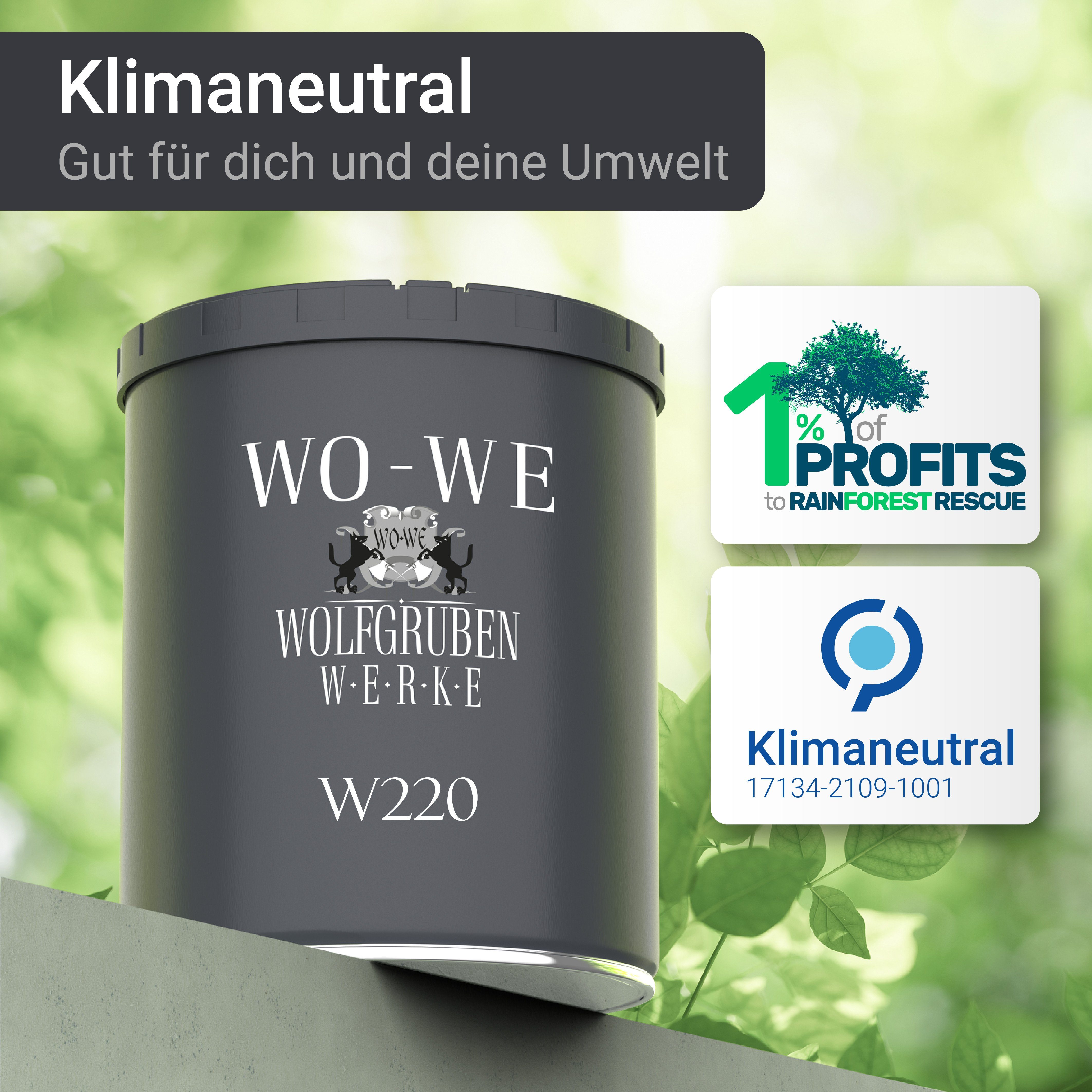 WO-WE Dickschichtlasur Holzschutzlasur W220, Lösemittelfrei, UV-stabil Nussbaum 2in1 1-2,5L, Holzlasur