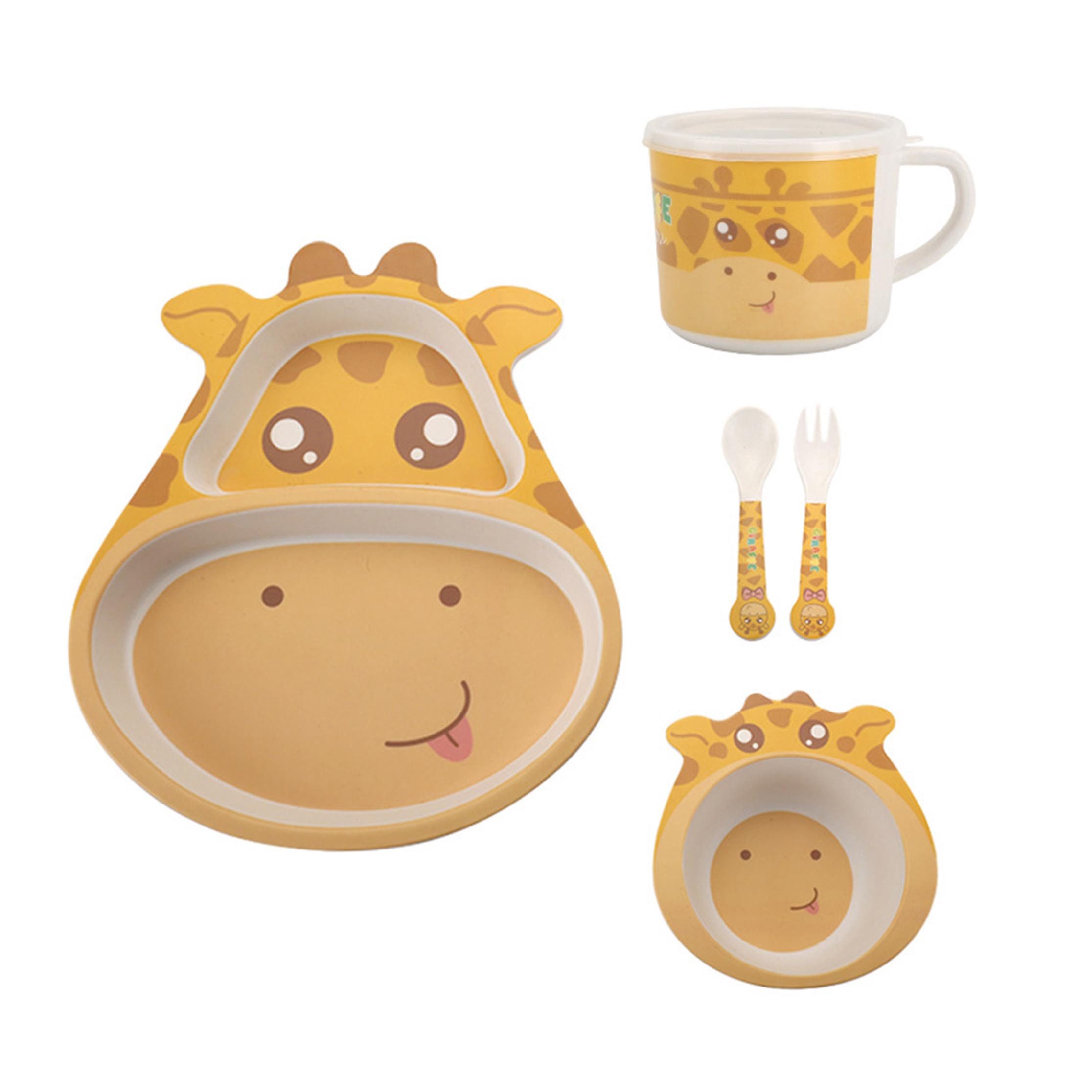 Kühier Kindergeschirr-Set Kinderbesteck, Kindergeschirr, Kinderteller, Baby-Schale, 5 Stück