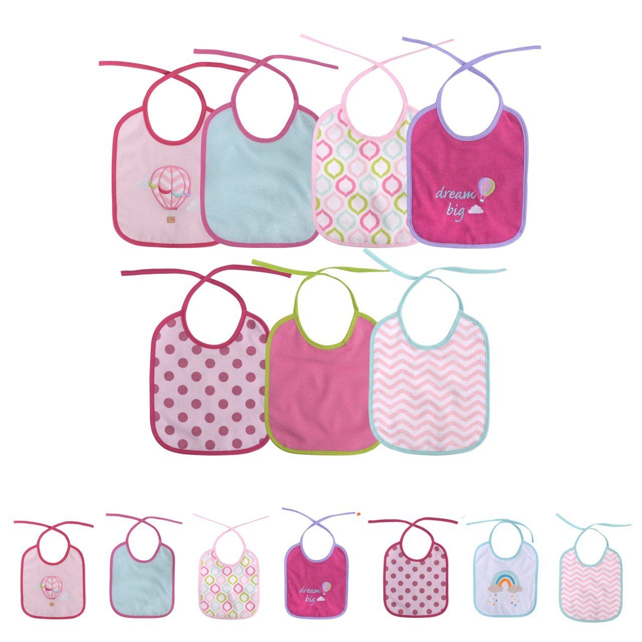 Baby Care Lätzchen Babylatz-Set 7-teilig einlagig, (1-St), zum Binden, waschbar, ab Geburt