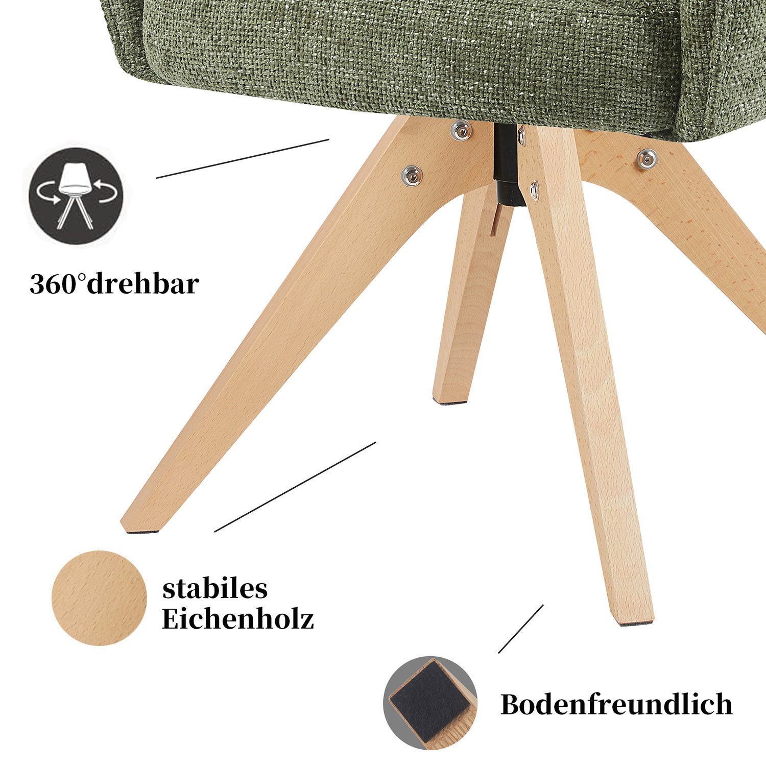 DUBI Möbel Polsterstuhl THOMAS-ZARA, 360° drehbar mit Federkernpolsterung