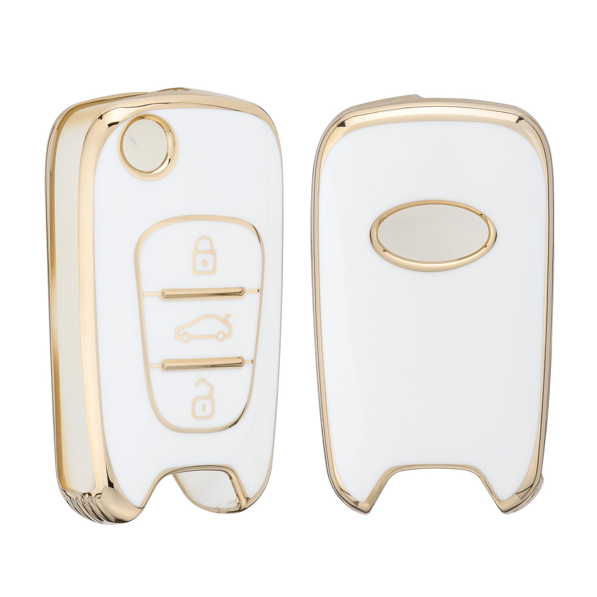 Schlüsselhülle Hülle kwmobile Hyundai, für Schlüsseltasche Weiß Cover Silikon Autoschlüssel