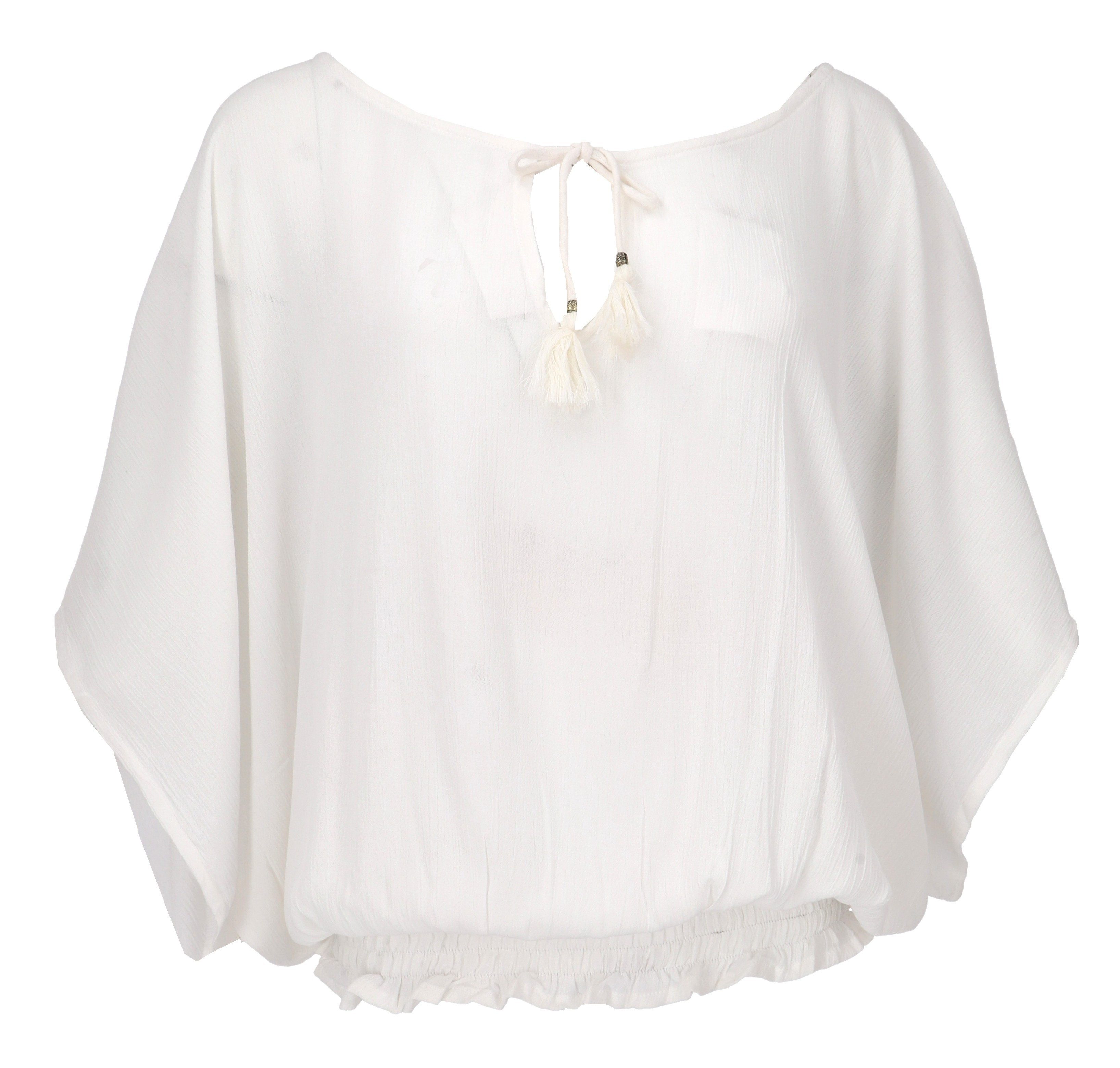 Longbluse Luftige Boho Bluse, Maxibluse mit Fledermaus..