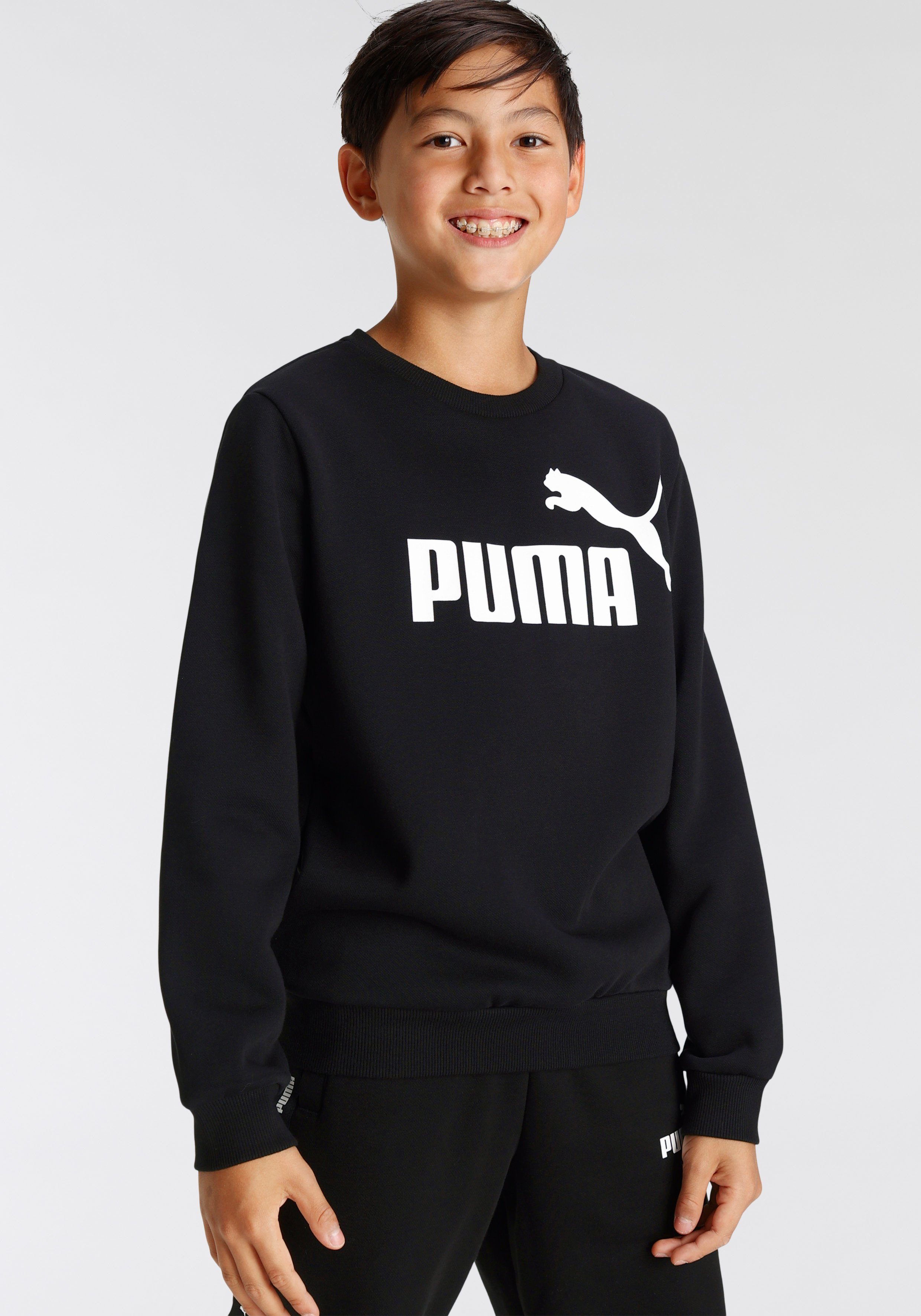 Sehr beliebte Neuheiten PUMA Kapuzensweatshirt ESS BIG CREW Black B Puma FL LOGO
