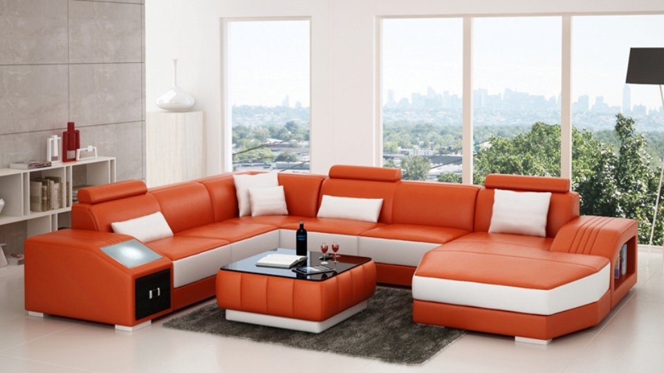 JVmoebel Ecksofa, Sofa Wohnlandschaft Modern Design Couch Ecksofa U-Form Ledersofa