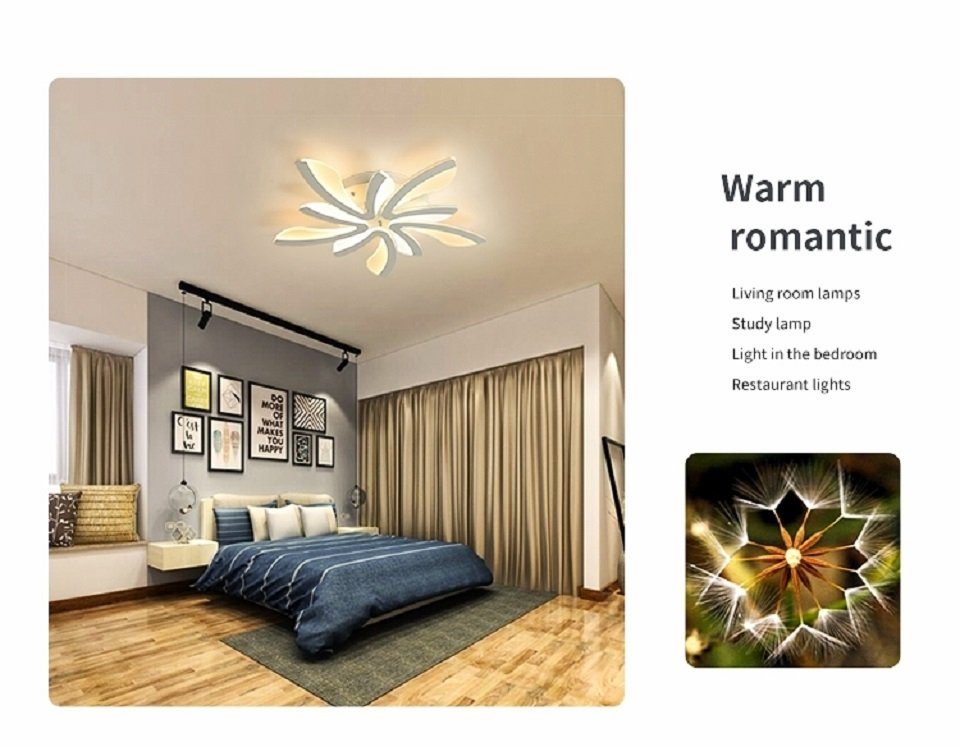 Daskoo Deckenleuchten LED Deckenlampe Mit LED integriert, Fernbedienung Neutralweiß, Warmweiß, Schlafzimmer, Kaltweiß, stufenlos Deckenleuchte fest Wohnzimmer 35W dimmbar LED