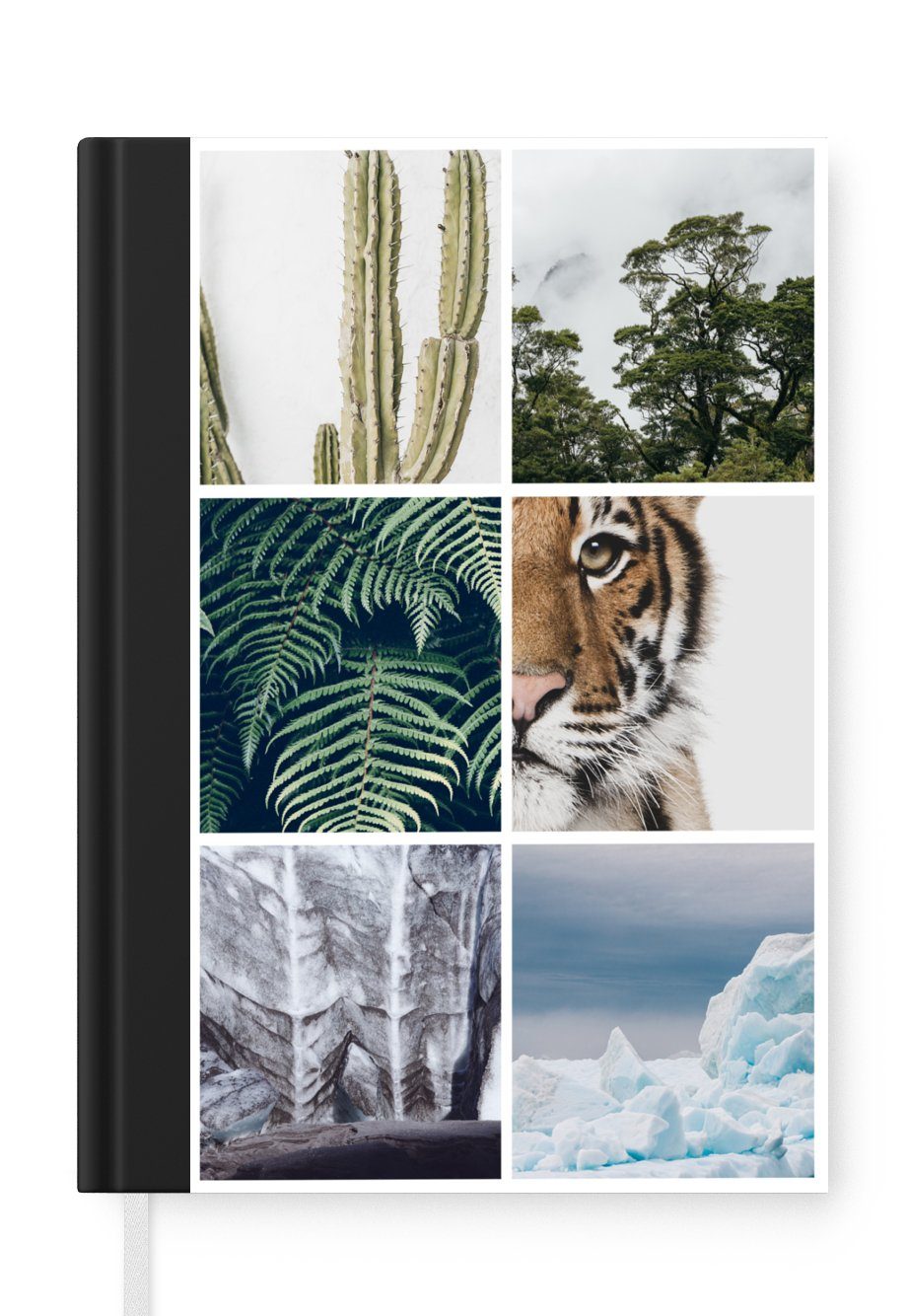 MuchoWow Notizbuch Collage - Tiger - Pflanzen - Bäume, Journal, Merkzettel, Tagebuch, Notizheft, A5, 98 Seiten, Haushaltsbuch