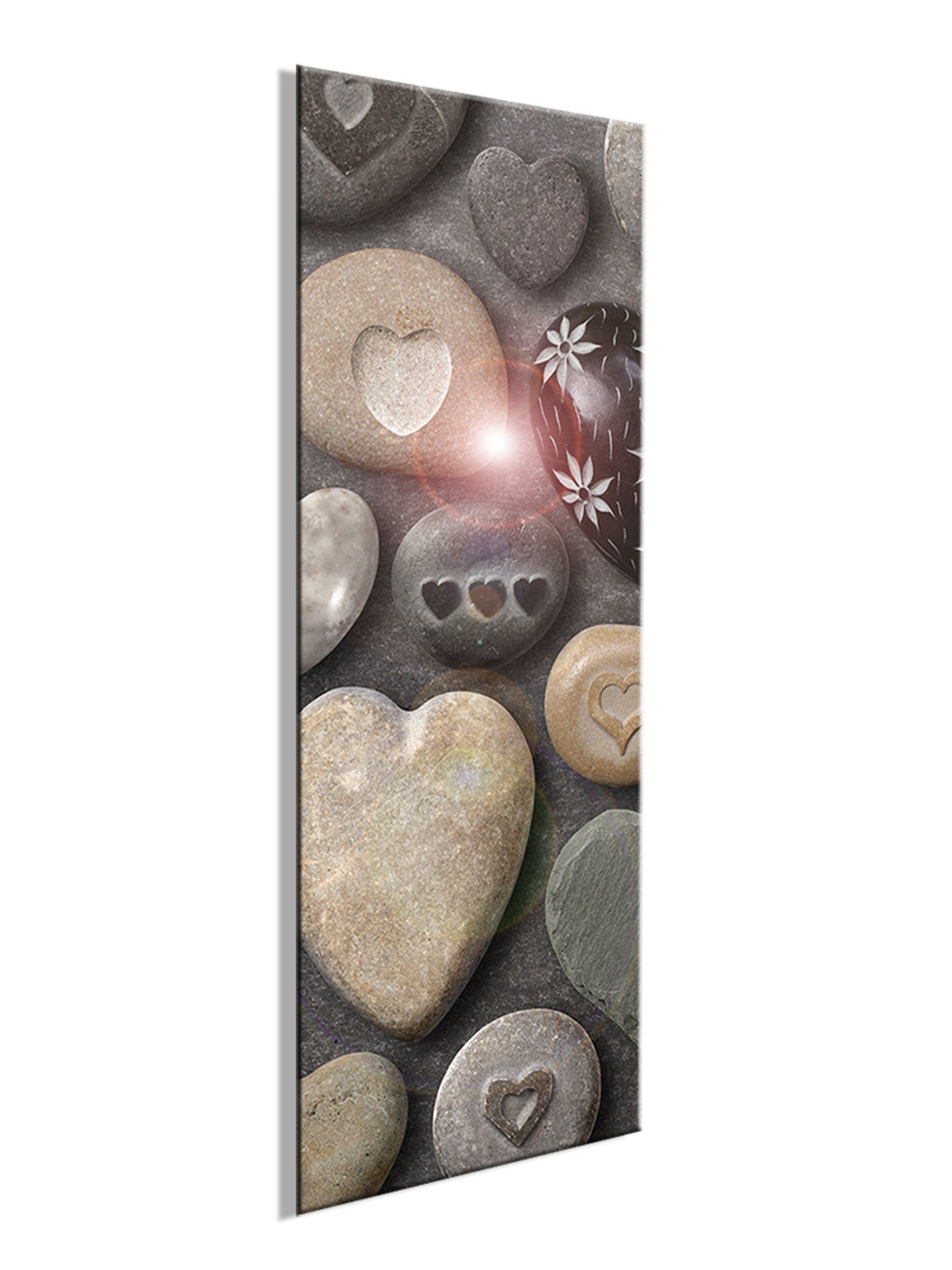 Deko, Bild graue Stein aus I Herzen artissimo Glas 30x80cm Deko: Herz Glasbild Glasbild Wohnzimmer
