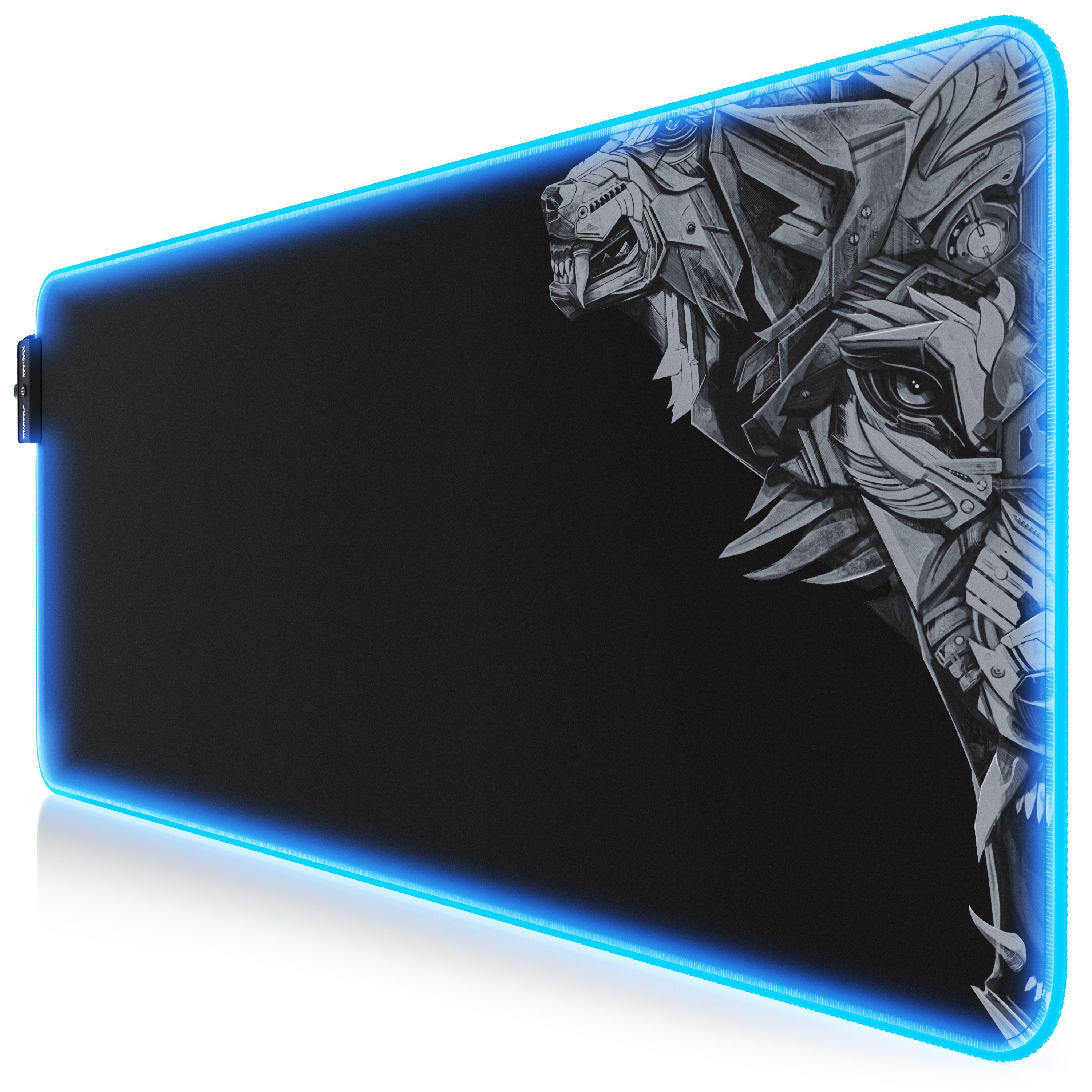 Titanwolf Gaming Mauspad RGB Mousepad 800 x 300 x 3 mm, LED Multi Color XL Tischunterlage, rutschfest, abwaschbar, Geschwindigkeit & Präzision, Titanwolf