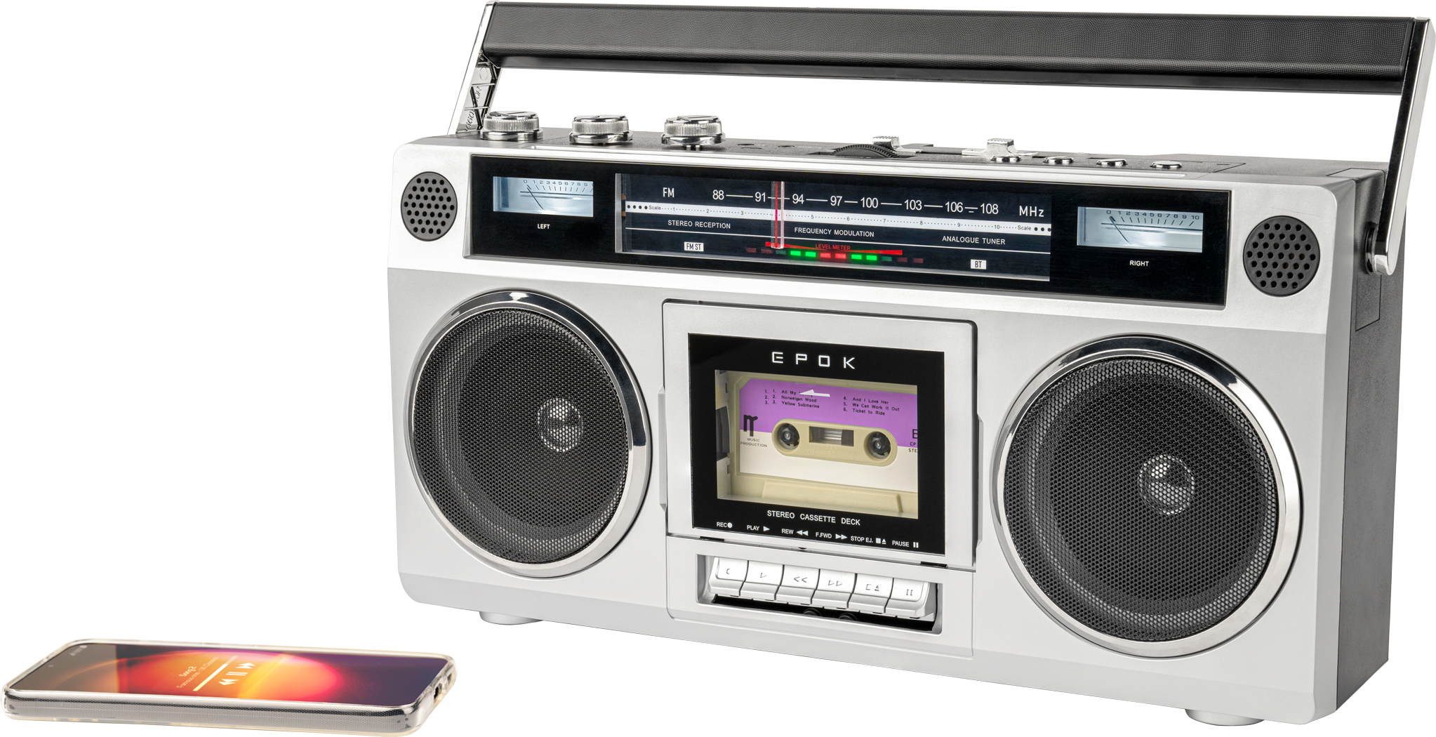 BigBen tragbarer Kassettenspieler mit Bluetooth Ghetto Blaster EPOK AU390421 Kassetten Player