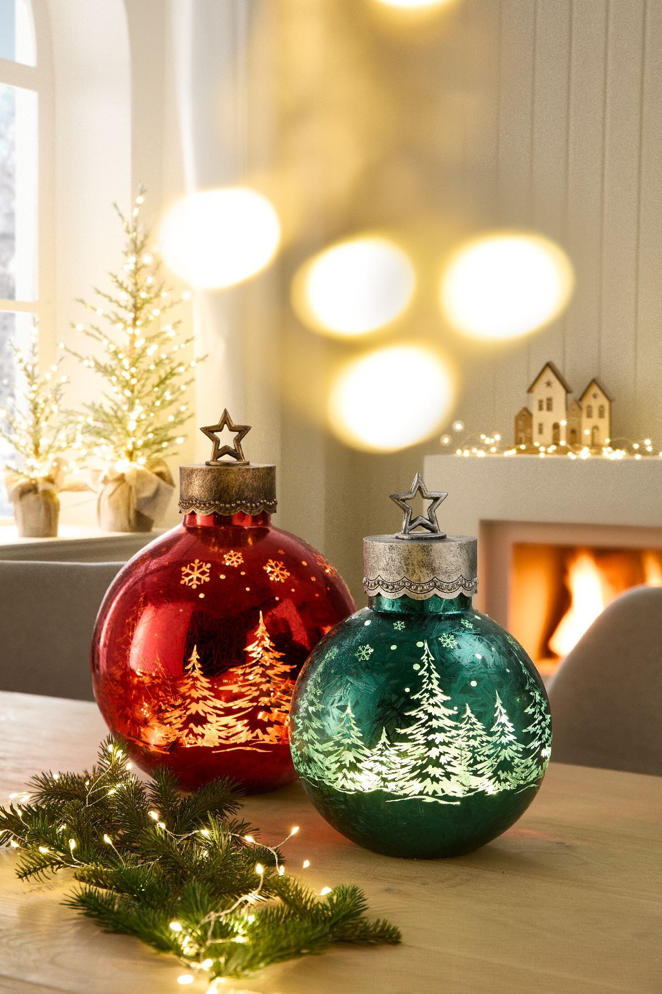 formano Tischleuchte Winterwald, LED, Mit Timerfunktion, Grün, Winterwald, H: 35cm