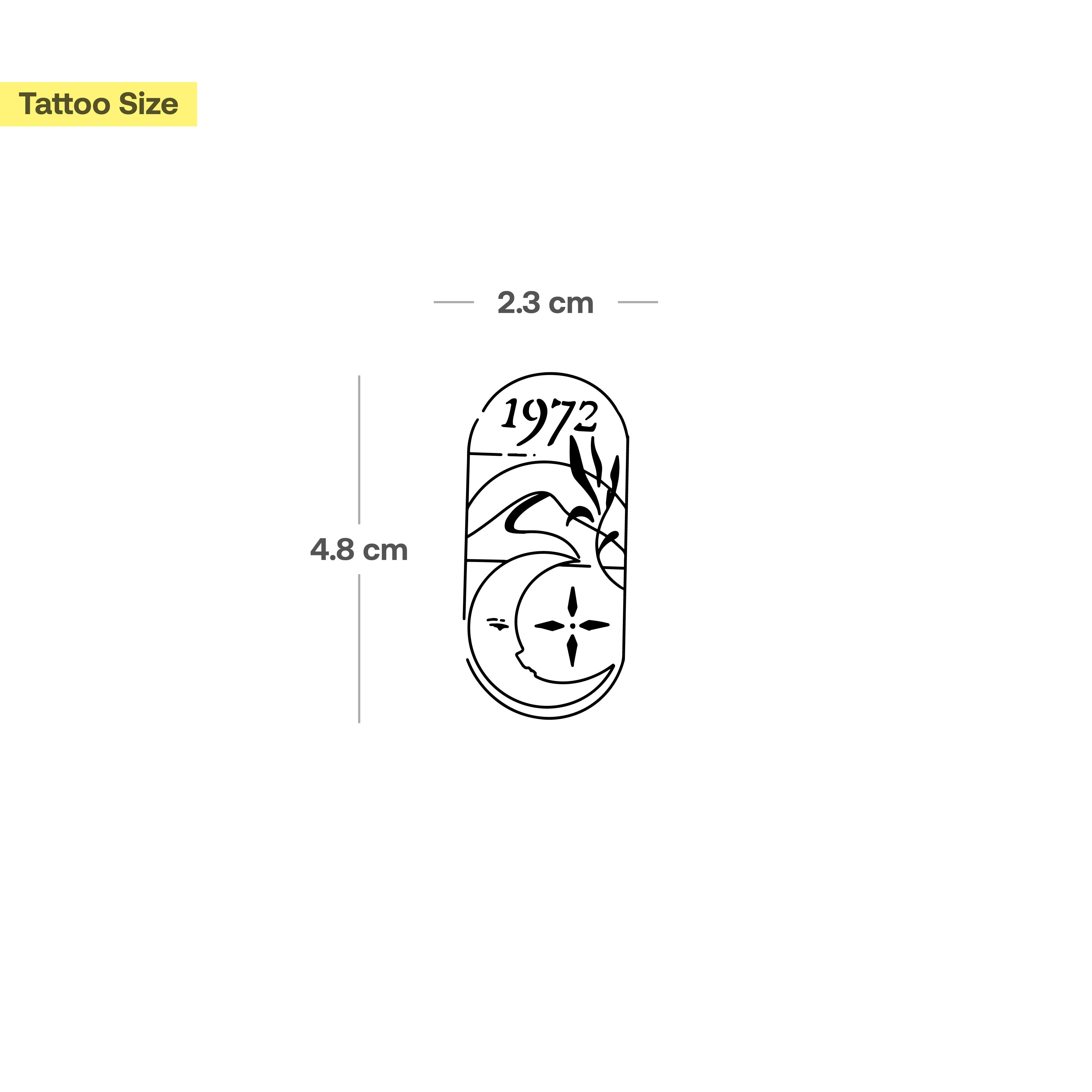 Inkster Schmuck-Tattoo 1972 Fenster Tattoo, wasserfestes temporäres Tattoo, 2 Wochen Halt