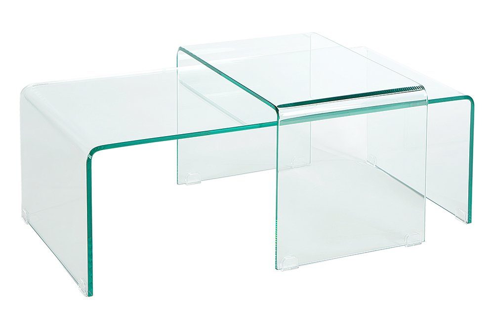 riess-ambiente Couchtisch FANTOME 100cm transparent - Glas, pflegeleicht, Wohnzimmer (Set, 2-St), Eckige aber ohne scharfe Kanten - ideal für moderne Wohnzimmer & Lofts