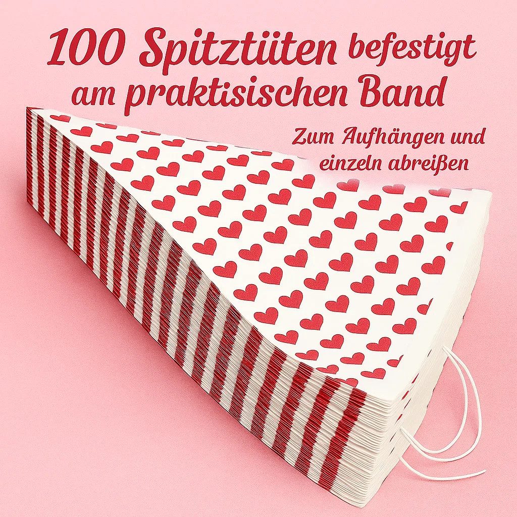what the shop Papierspitztüten 100 Spitztüten Herzen rot 125Gramm oder 250Gramm – Bild 3 von 5