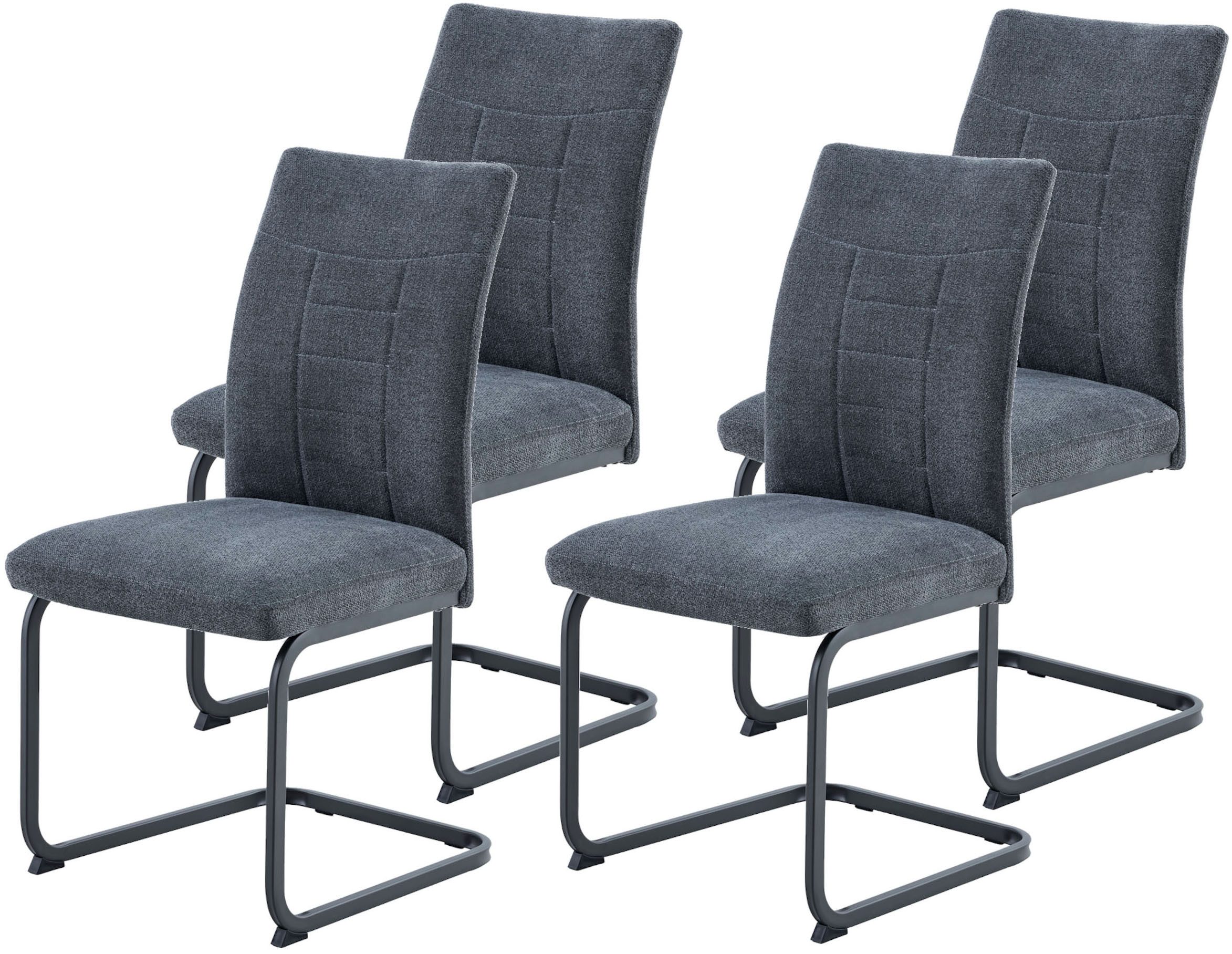 HELA Freischwinger AUGUSTA (Set, 4 St), XL-Sitzbreite, Wellenfederung, 140kg belastbar, Gestell angepasst