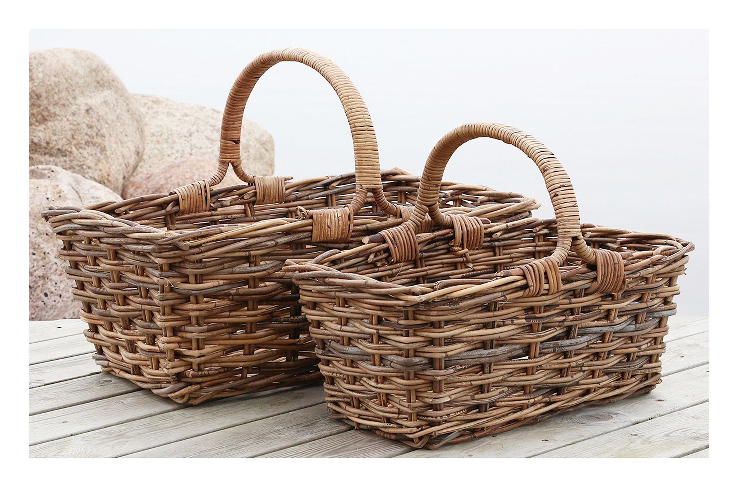 Chic Antique Dekokorb 2er Set Korb Rattankorb Deko Korb Einkaufskorb Rattan Chic Antique