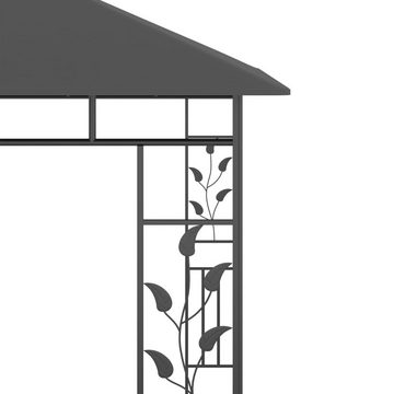 vidaXL Pavillon Pavillon Gartenzelt mit Moskitonetz LED-Lichterkette 3x3x2,73m Anthra