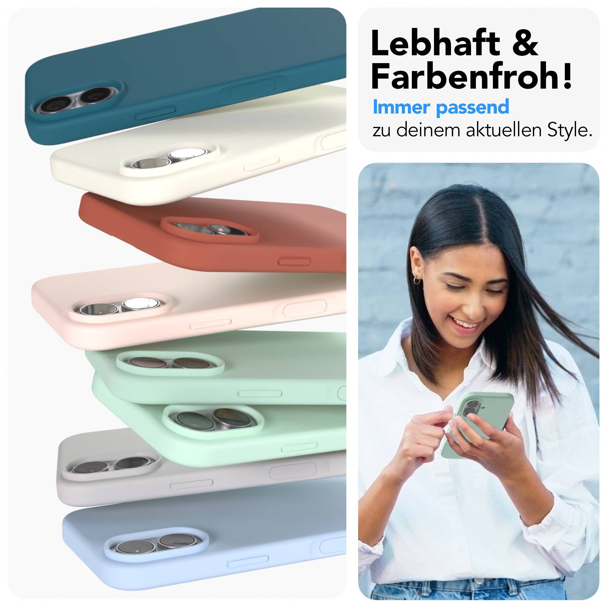 EAZY CASE Handyhülle für Apple iPhone 17 Hülle Silikon 6,3 Zoll, Silikon Schutzhülle mit Kameraschutz TPU Hülle Slimcover Mint Grün – Bild 2 von 5
