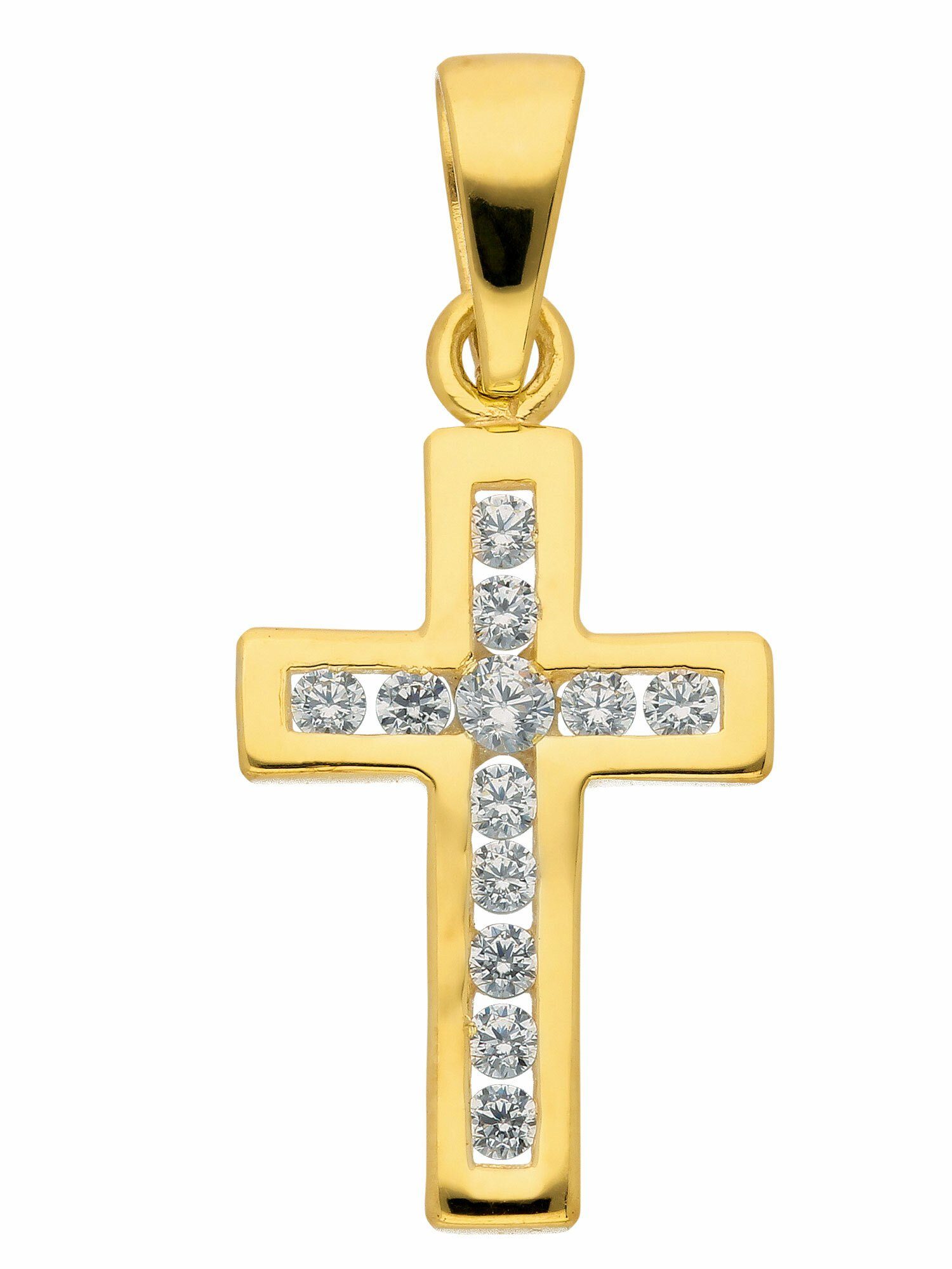 Adelia´s Zirkonia mit Anhänger Zirkonia, Goldschmuck & Damen Kettenanhänger mit Kreuz Gold 375 für Herren