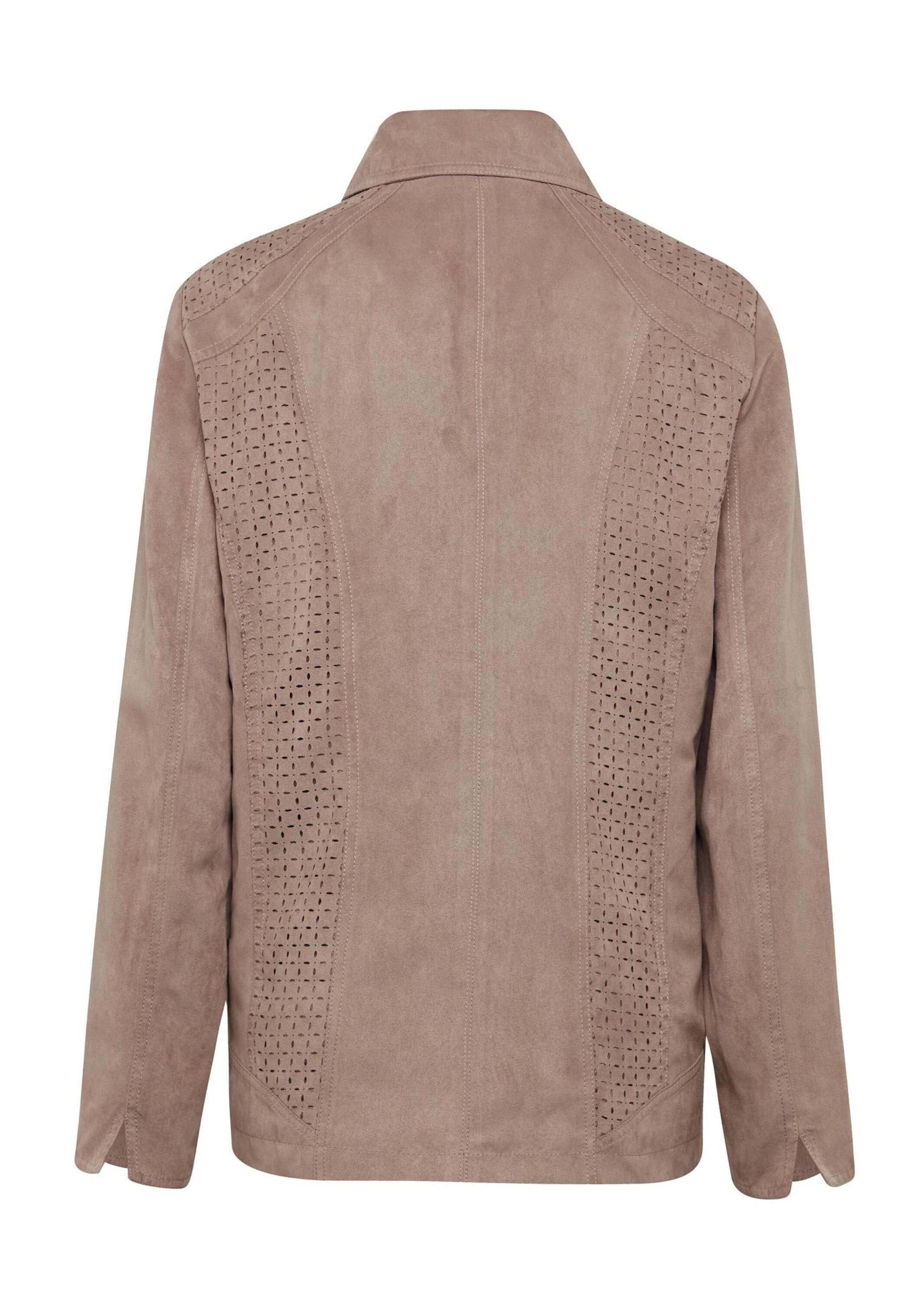 GOLDNER Blouson Velourslederimitat-Blazer mit Perforierung