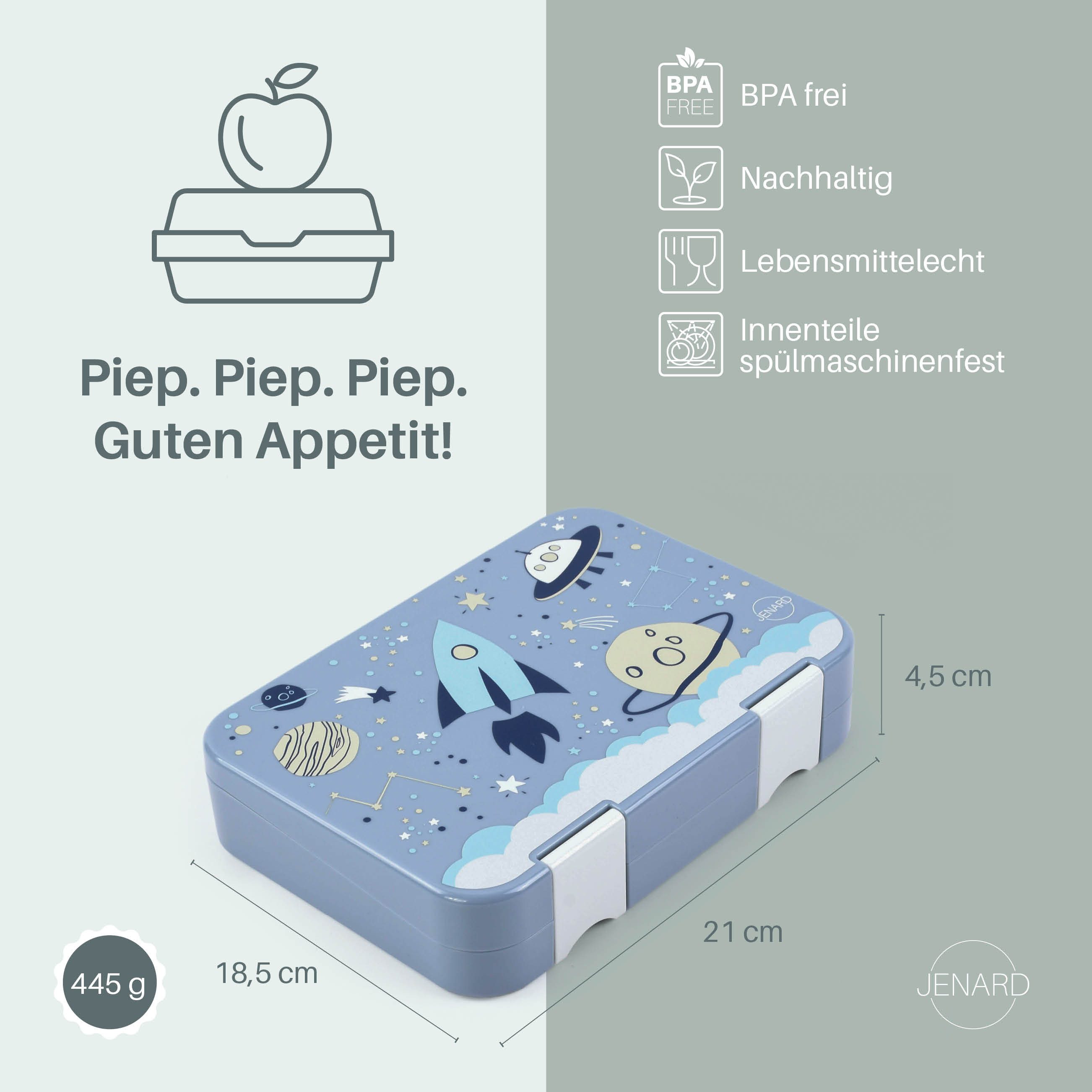 JENARD Lunchbox JENARD Brotdose Kinder Bento Box mit herausnehmbaren Fächern, auslaufsicher, robust, BPA-frei, lebensmittelecht, leicht zu öffnen