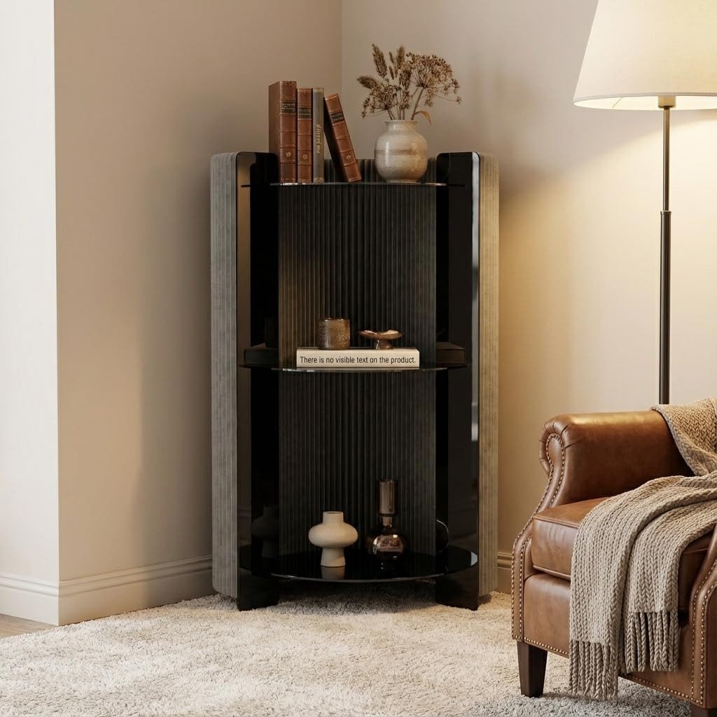 Lyveo Bücherregal Papierschrank Aufbewahrungsschrank mit Acryl Ablagen faltbar, Design Schrank Regal aus Kraftpapier