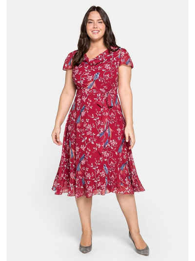 sheego by Joe Browns Chiffonkleid Große Größen mit Blumenprint und Wasserfallkragen