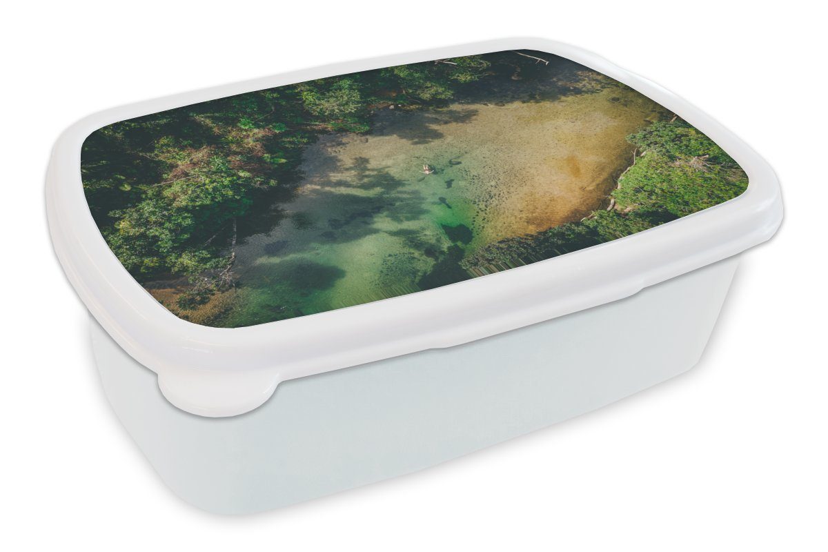 Lunchbox Kunststoff, MuchoWow Reisender für in Mädchen Kinder und Brotbox für Jungs Schwimmender Brotdose, Queensland, weiß und Erwachsene, (2-tlg),
