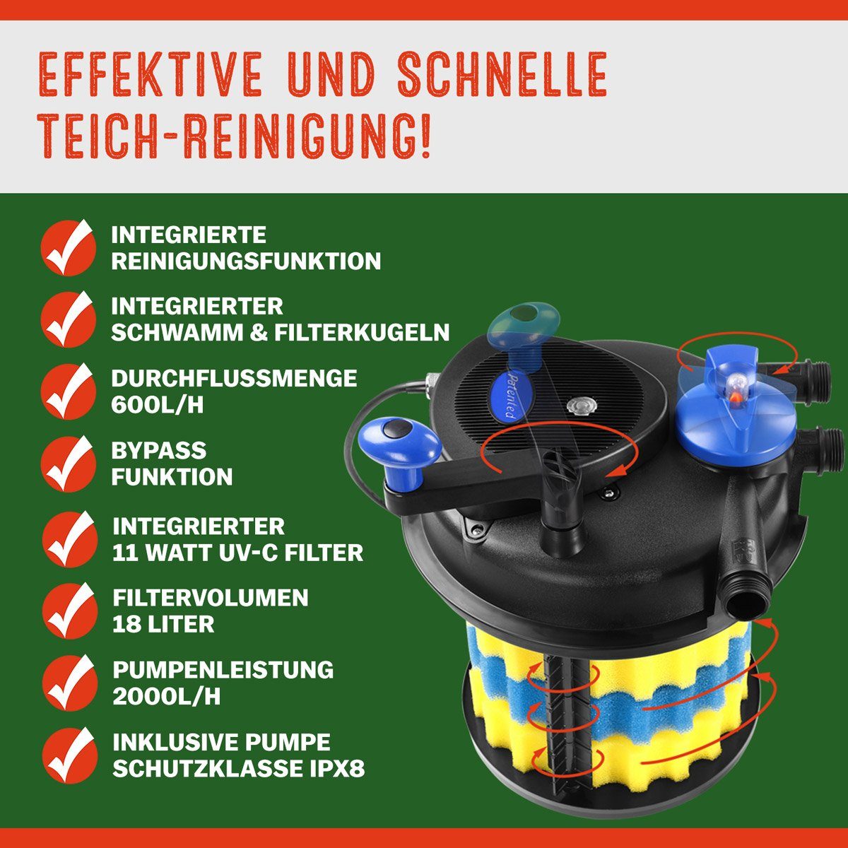 Gardebruk Teichfilter, Teichdruckfilter 16L 6000 L günstig online kaufen