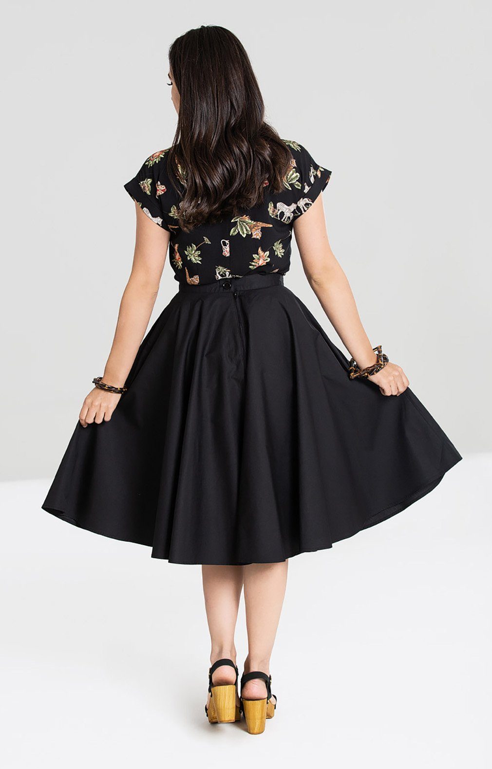 Hell Bunny A-Linien-Rock Paula 50's Skirt Schwarz Retro Vintage Swing