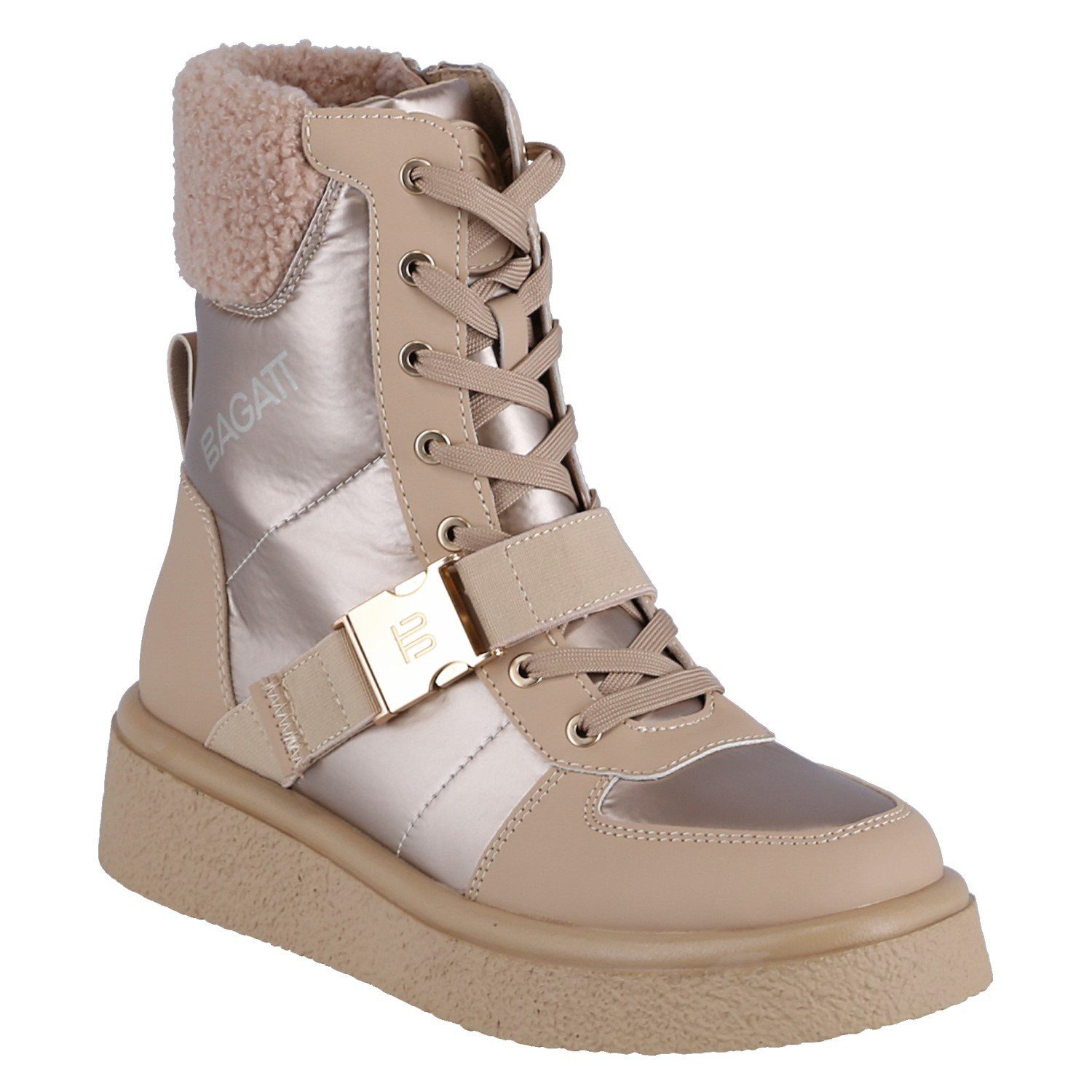 BAGATT Catania mit seitlichen Reissverschluss beigebraun Damen Winterstiefel