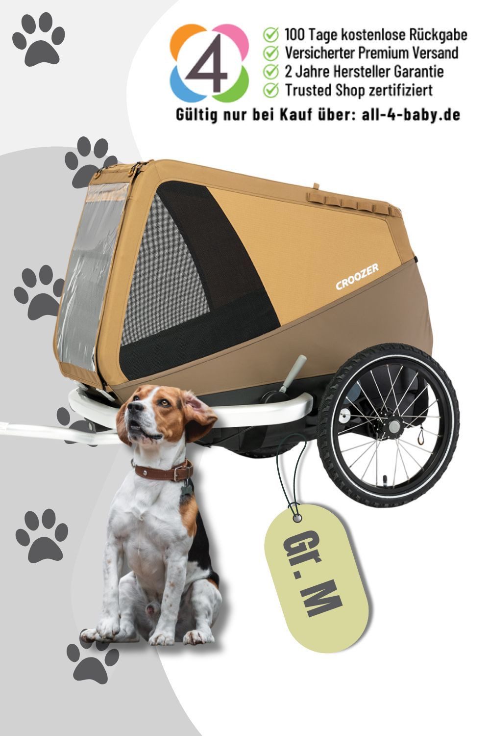Croozer Fahrradhundeanhänger Dog Enna Hundeanhänger. Für Hunde bis 35 kg.