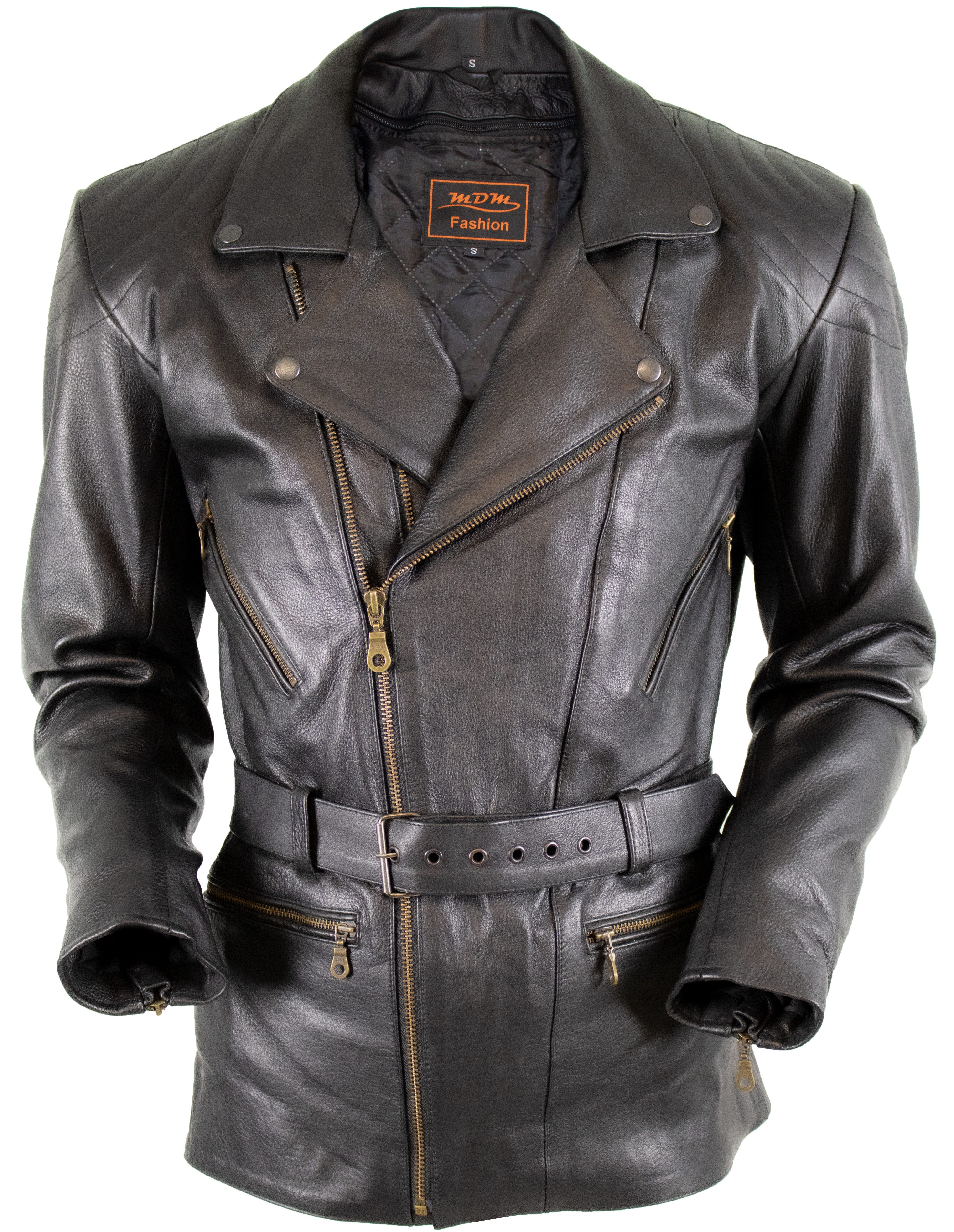 Motorradjacke Längere Herren Motorrad Leder Jacke Klassischen Chopper Look
