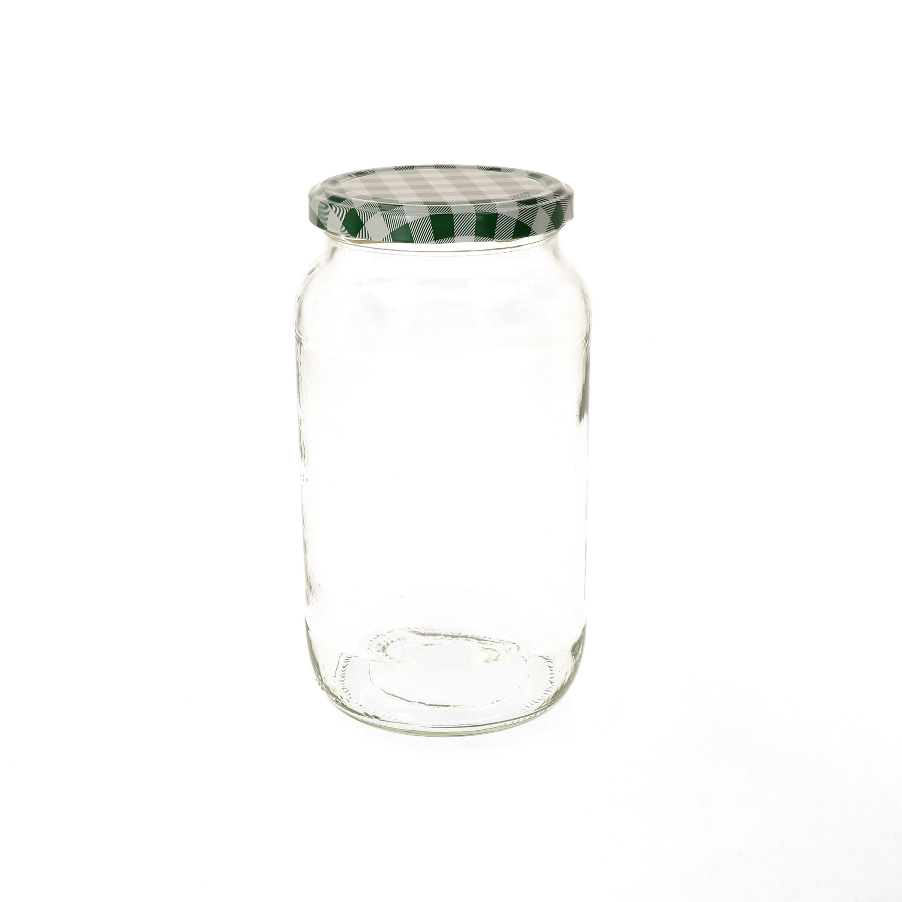 MamboCat Einmachglas 6er Set Rundglas 1062 ml To 82 grün karierter Deckel incl. Rezeptheft, Glas