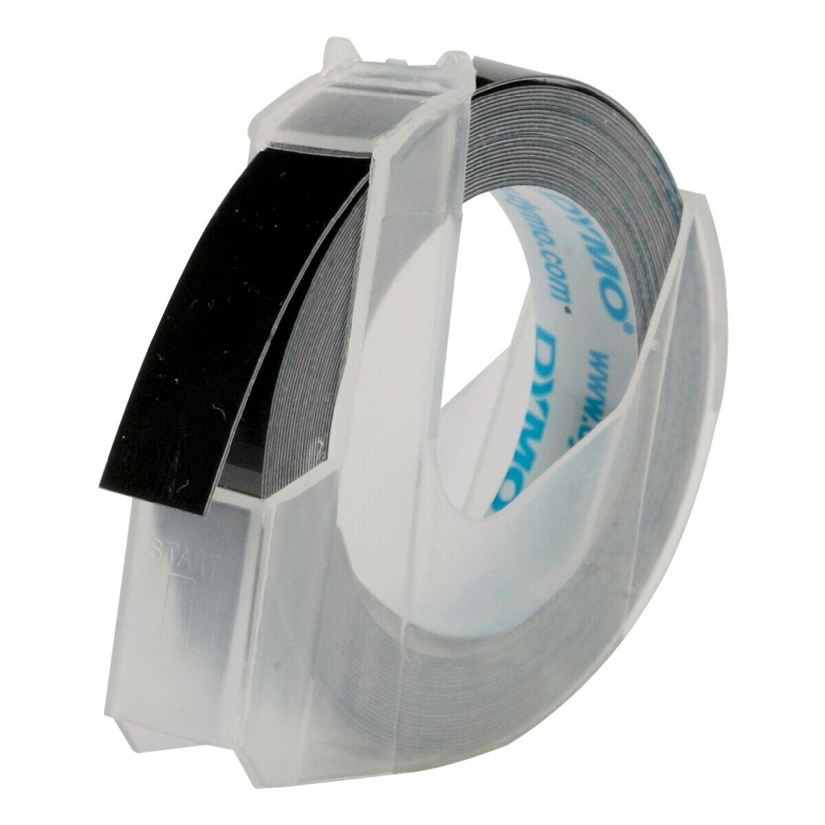 DYMO Beschriftungsband, 3D-Prägeband, 9,00 mm x 2,00 m weiß auf schwarz