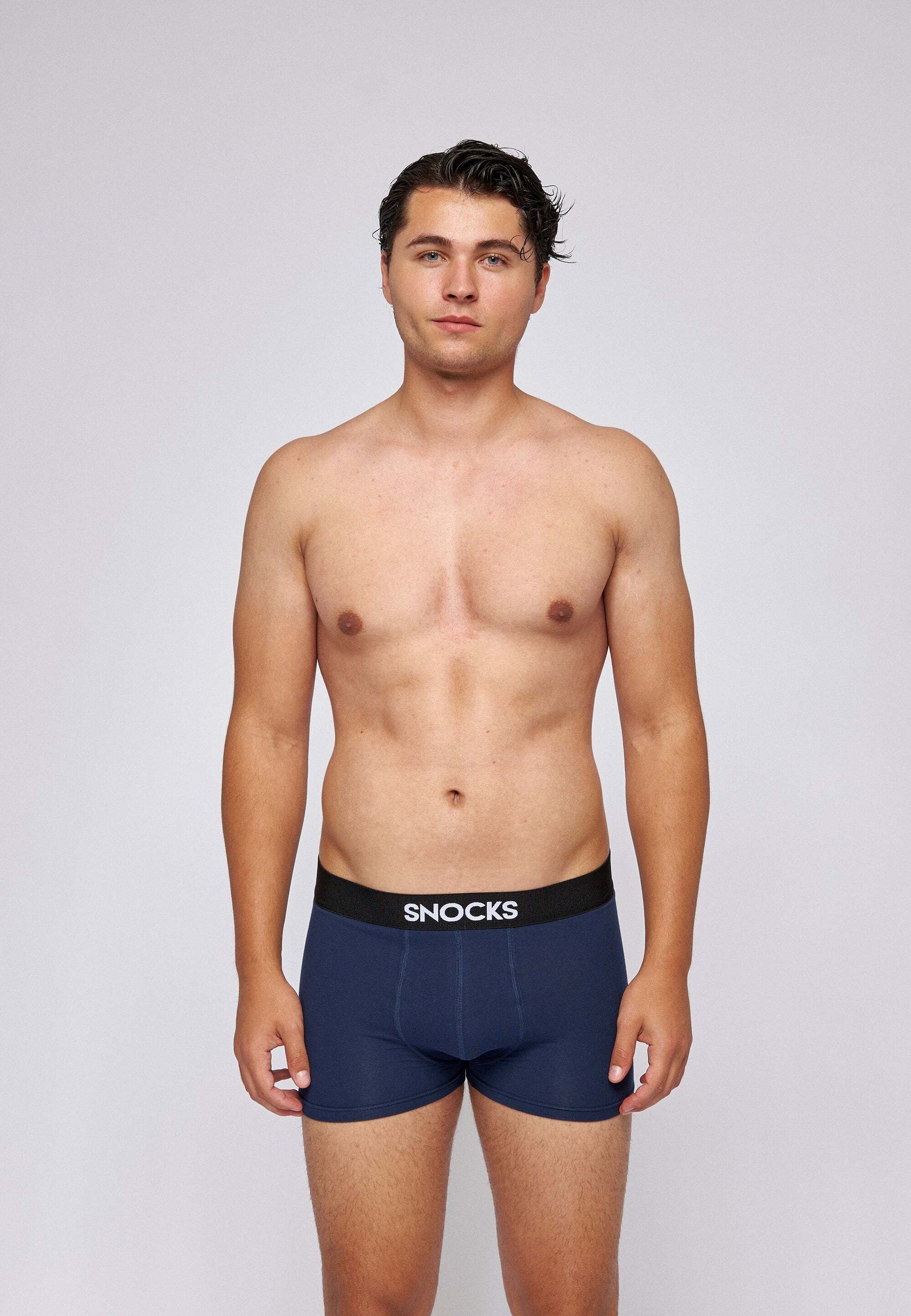 Bio-Baumwolle, Boxershorts (6-St) Zettel Enge kratzenden ohne Blau SNOCKS Pants aus Unterhosen Herren Boxershorts Männer