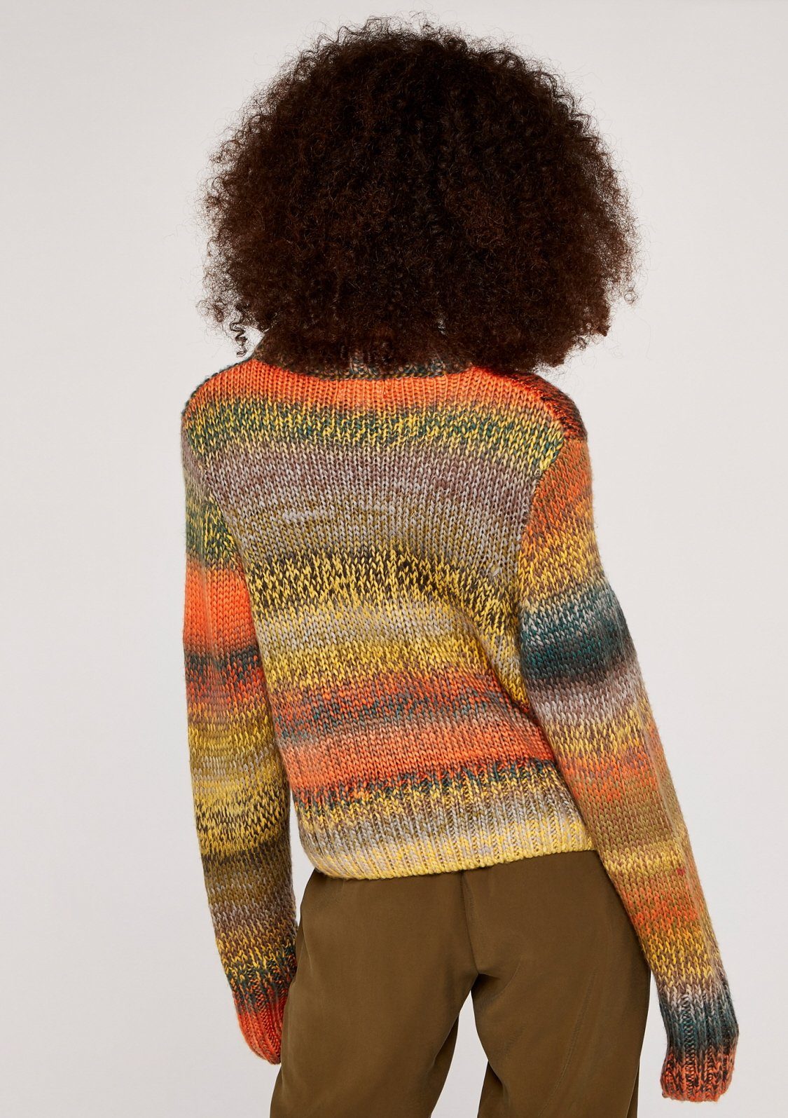 Farbmix (1-tlg) Multi Jumper Knit khaki im Chunky mehrfarbig Apricot Colour Strickpullover