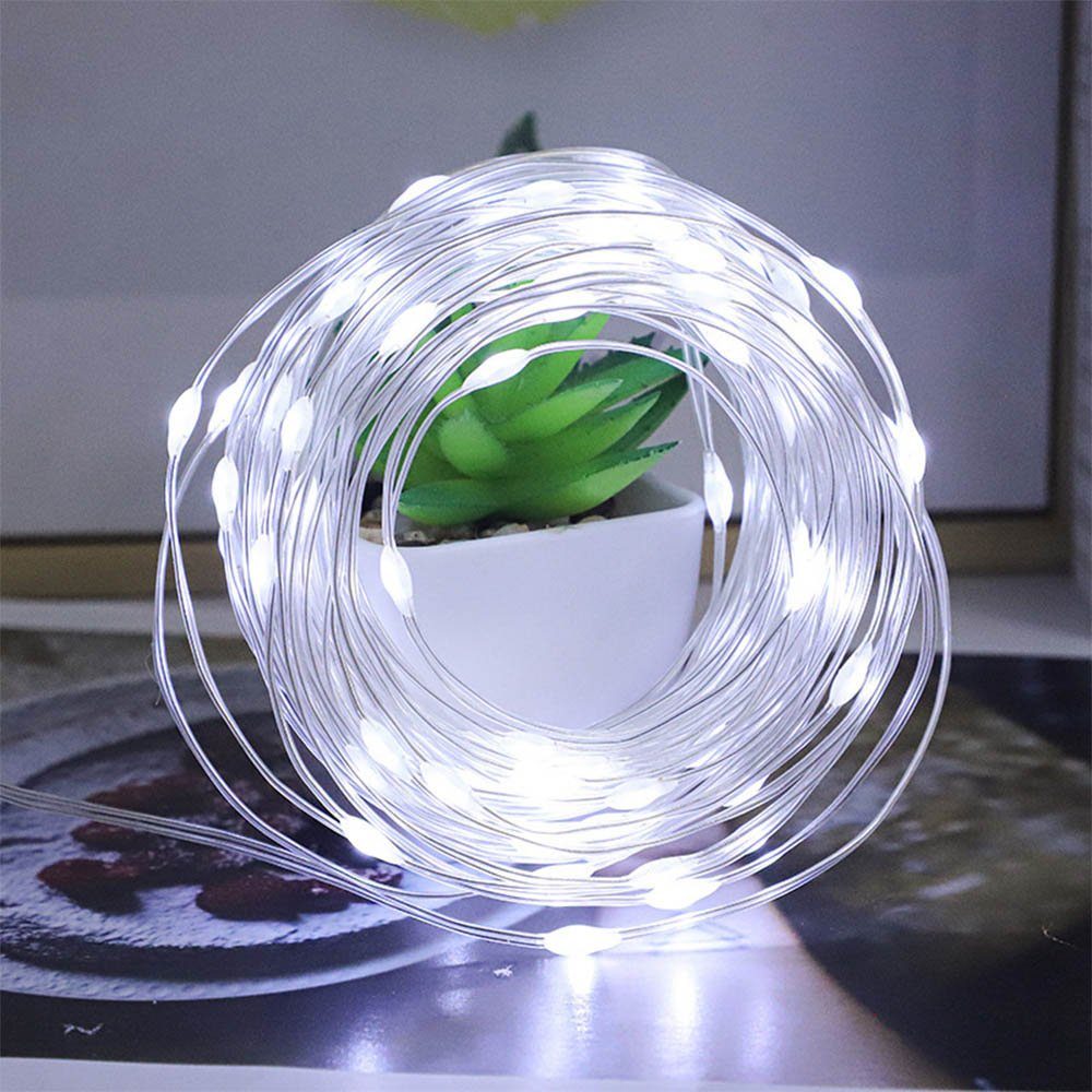 LED-Lichterkette LED Lichterkette, 1-5m weiße Vorhang Lichterkette, batteriebetrieben