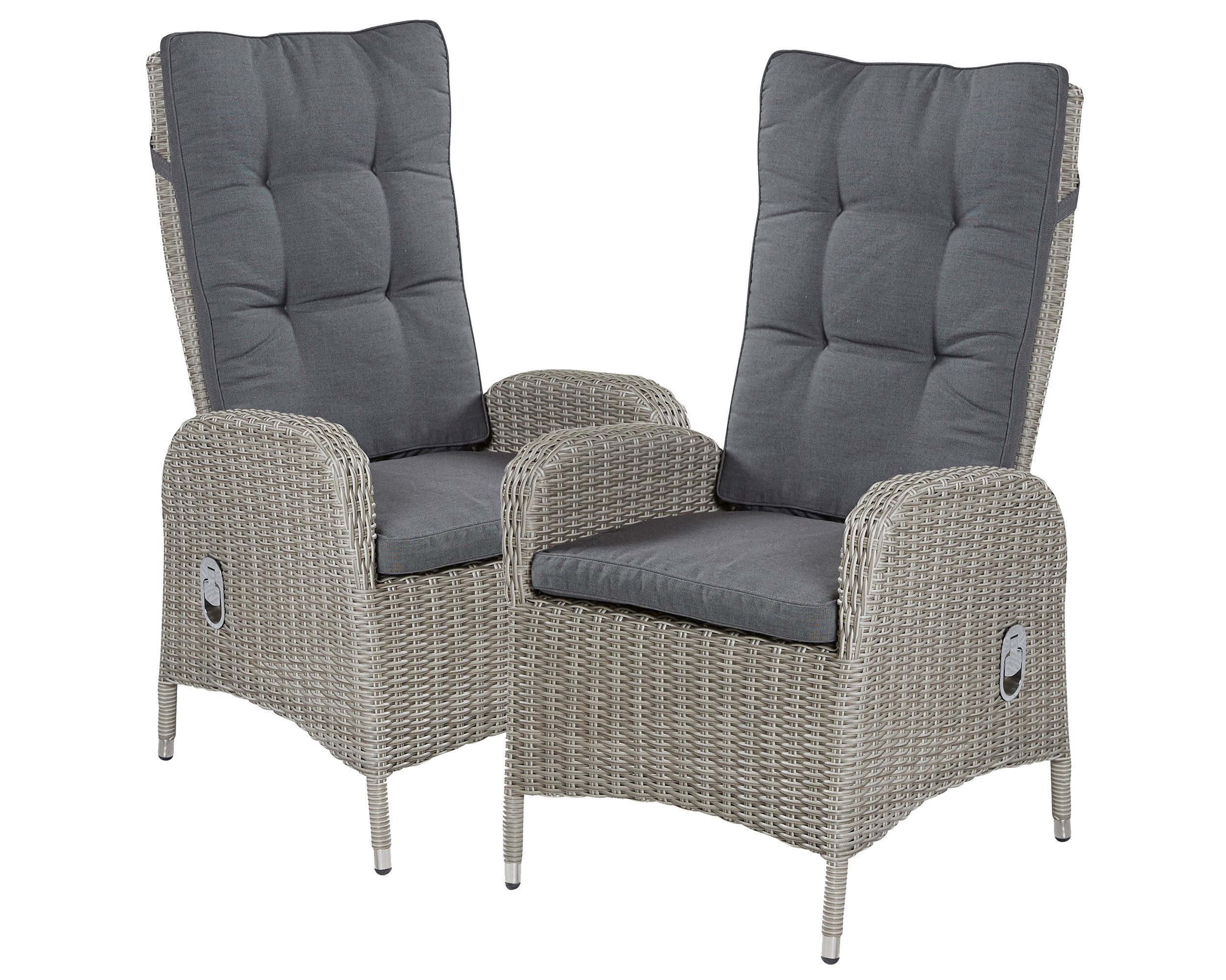 LC Garden Gartenstuhl »Bilbao« Positionsstuhl Verstellsessel grau-mix (2 St)