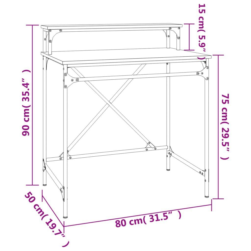 Braune Eisen Eiche Braune cm Eichen-Optik Schreibtisch Braun 80x50x90 | Holzwerkstoff Eiche vidaXL Schreibtisch