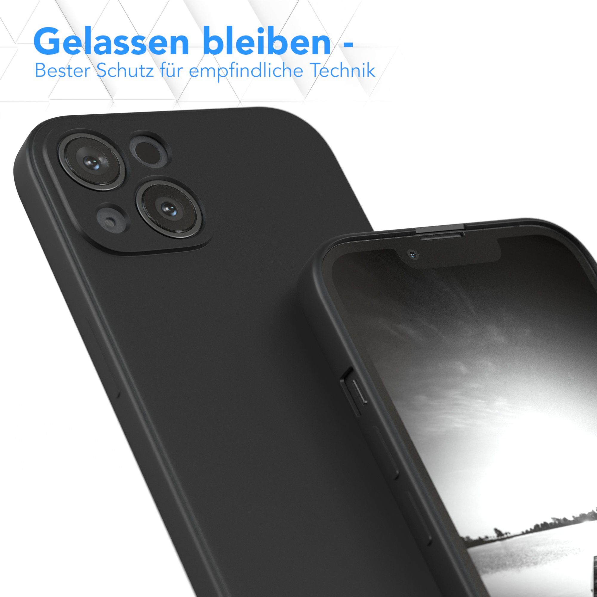 EAZY CASE Handyhülle für Apple iPhone 13 Hülle Silikon 6,1 Zoll, Silikon Schutzhülle mit Kameraschutz kratzfest Back Cover Etui Schwarz – Bild 4 von 5