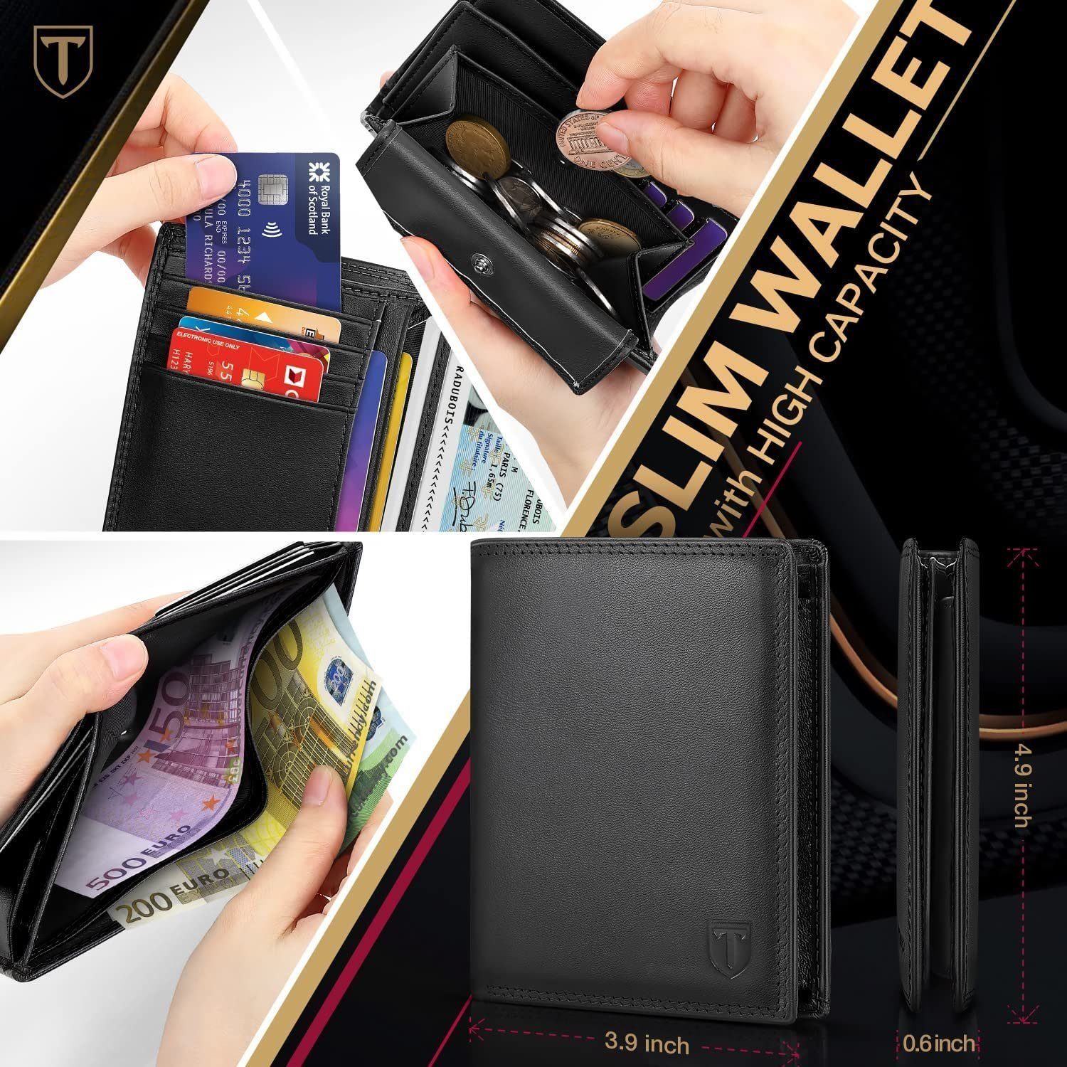 Leder, Brieftasche, TEEHON Geschenk aus Geldbörse das Herren Echtem Geldbörse perfekte Hochwertige