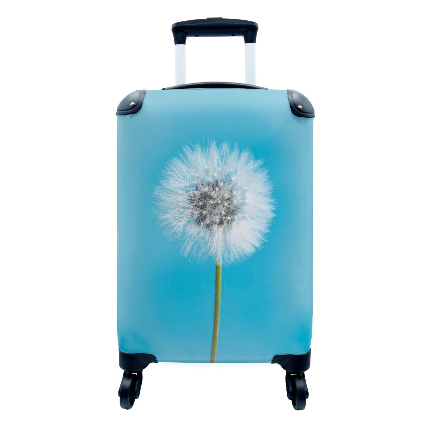 MuchoWow Handgepäckkoffer Blumen - Löwenzahn - Blau, 4 Rollen, Reisetasche mit rollen, Handgepäck für Ferien, Trolley, Reisekoffer
