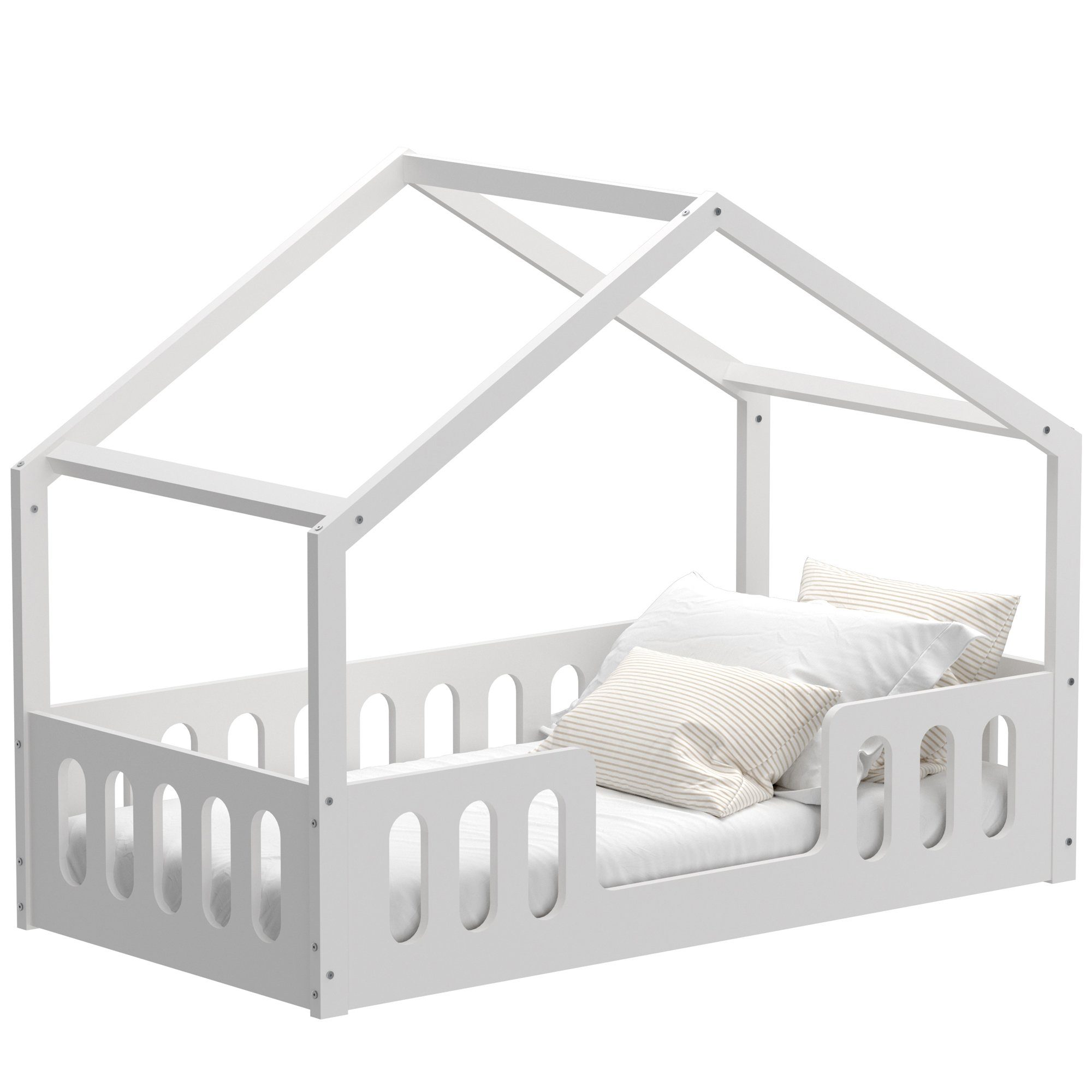 CADANI Kinderbett Janne weiß (inklusive einer Umbauseite), Montessori