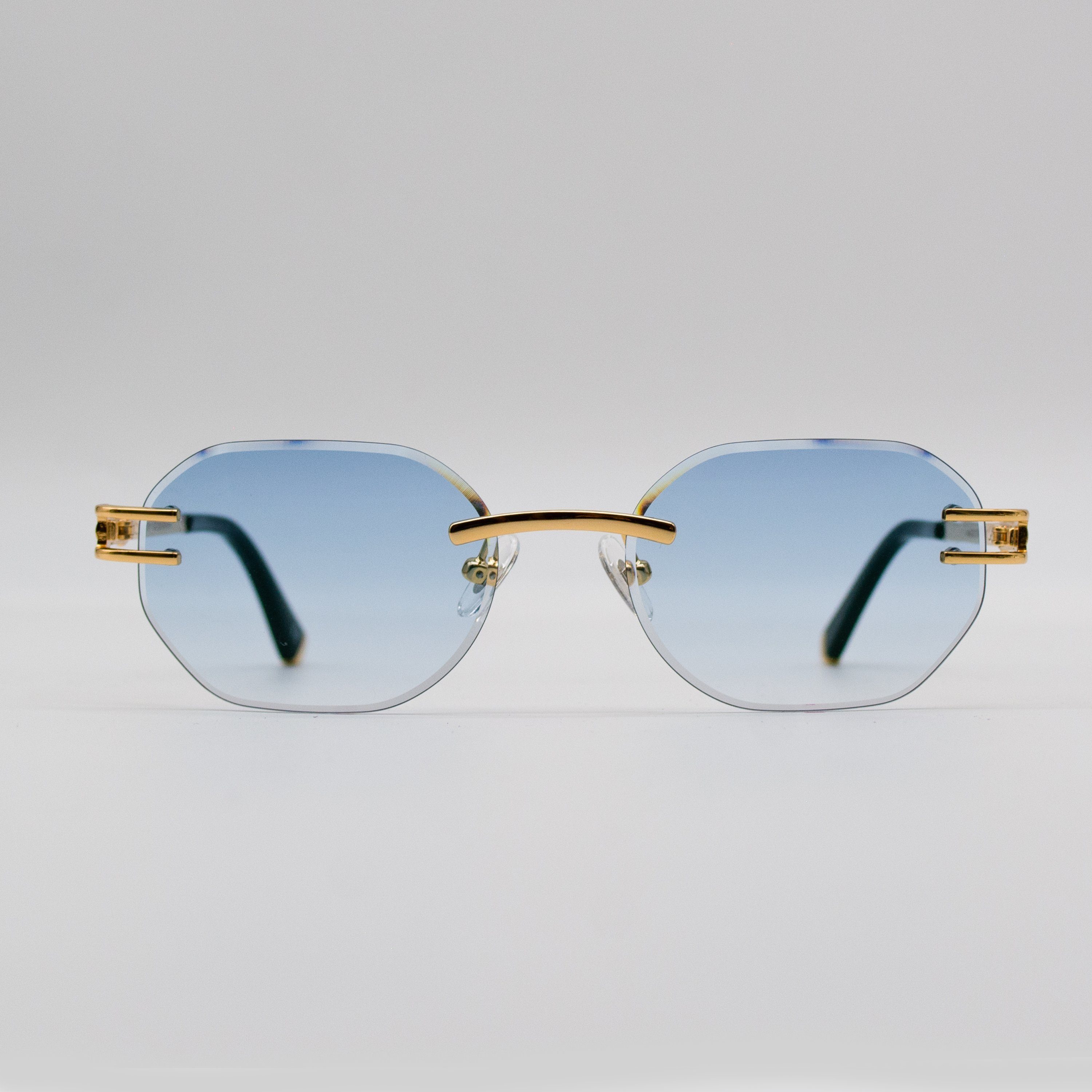 Retro Schatten® Vivid Verlauf, Sapphire Gläser Sonnenbrille Federbügelscharnier mit Blue