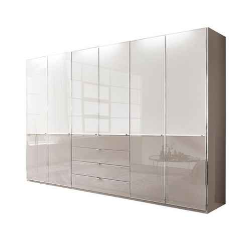 WIEMANN Kleiderschrank Shanghai, luxuriöser Drehtürenschrank, Made in Germany, 2-farbig mit Glasfront, mehrere Breiten, Schubladen