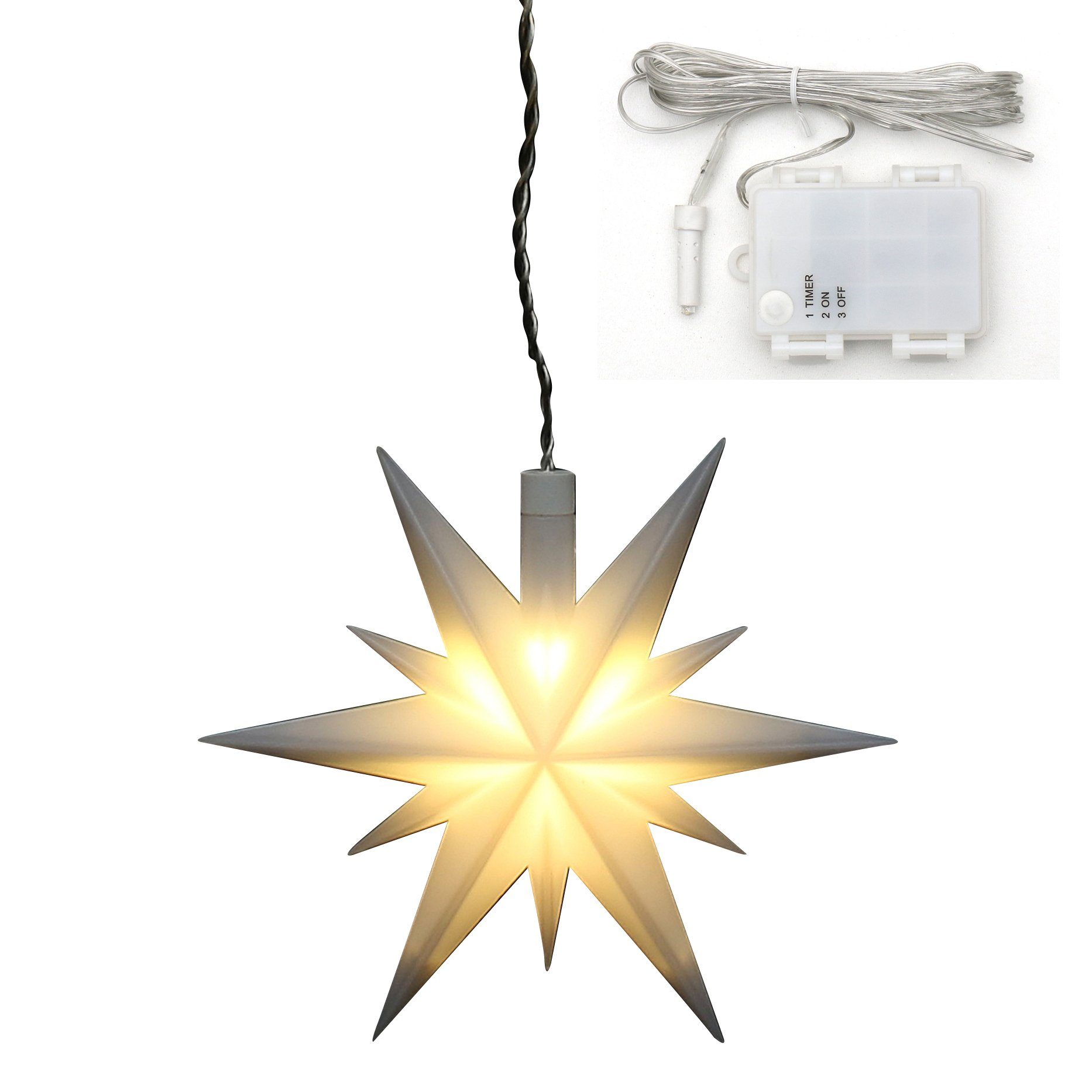 Dekostern Weihnachtsstern aus Kunststoff in weiß