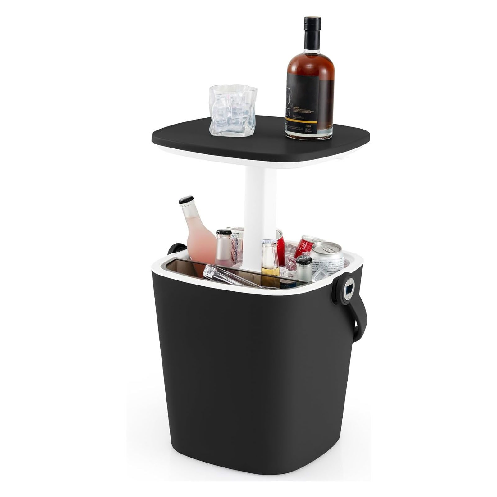 KOMFOTTEU Gartentisch 3 in 1 Cocktailtisch, 15 L Getränkekühler mit Deckel günstig online kaufen