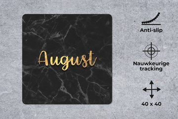 MuchoWow Gaming Mauspad Kalender - August - Gold - Marmor (1-St), Mousepad mit Rutschfester Unterseite, Gaming, 40x40 cm, XXL, Großes