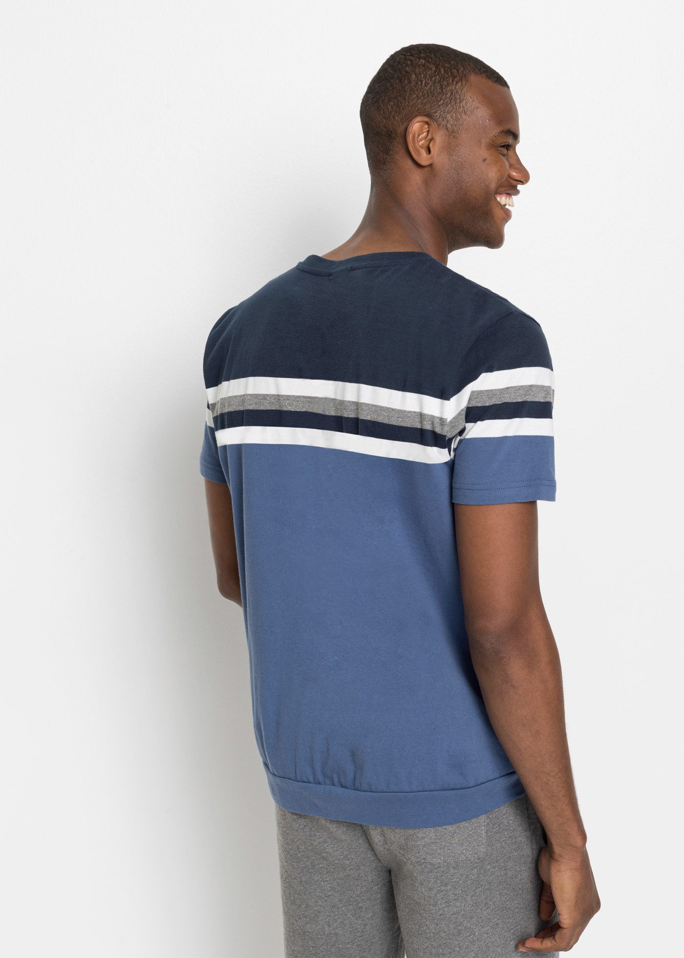 bonprix T-Shirt Regular Fit, mit elastischem Bund, mit Streifenmuster günstig online kaufen