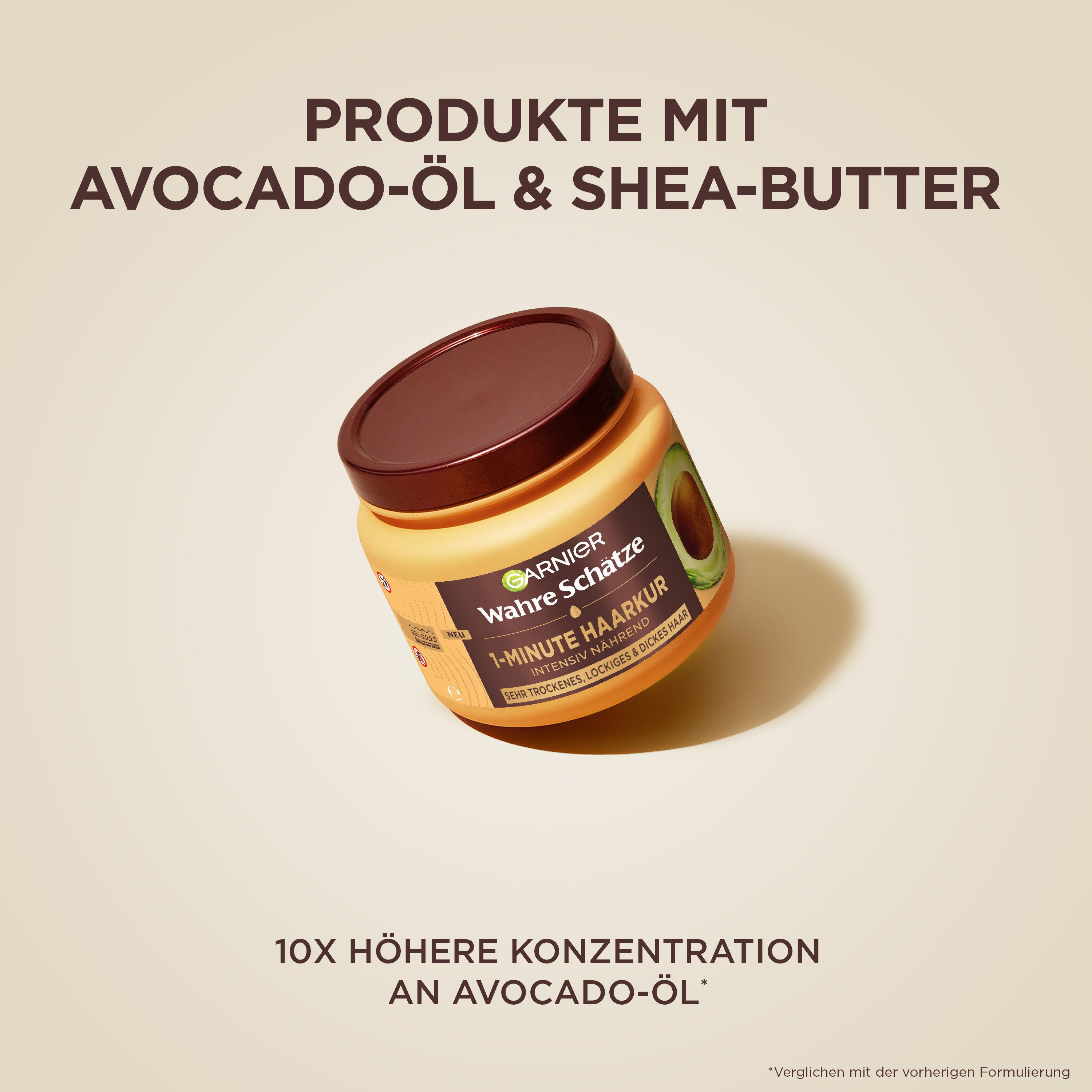 GARNIER Haarkur Garnier Wahre Schätze 1-Minute Haarkur Avocado-Öl, mit Avocado-Öl und Sheabutter, vegane Formel, ohne Silikone